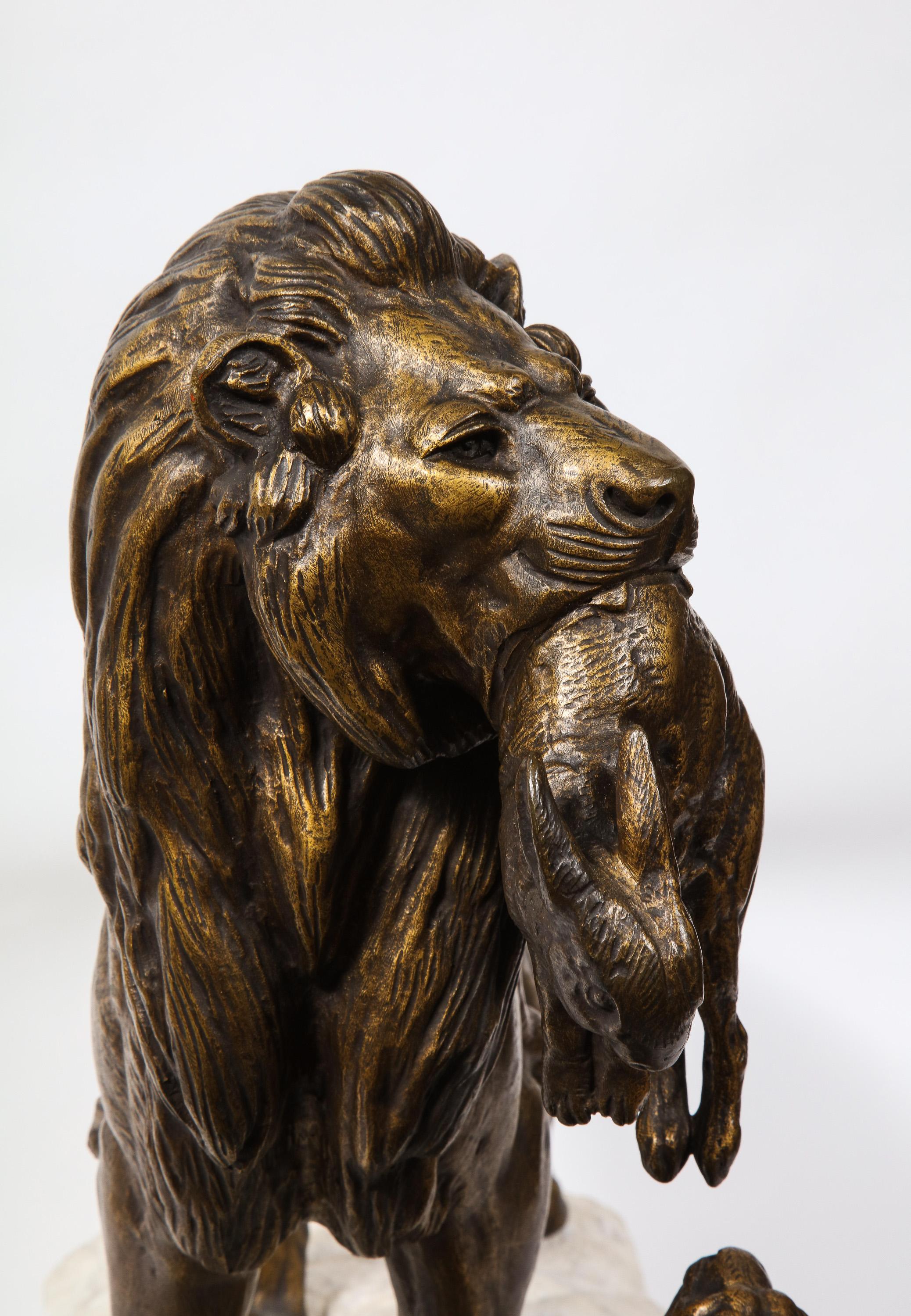 Paul-Edouard Delabriere (French, 1829-1923) Large Bronze Sculpture of A Lion 12