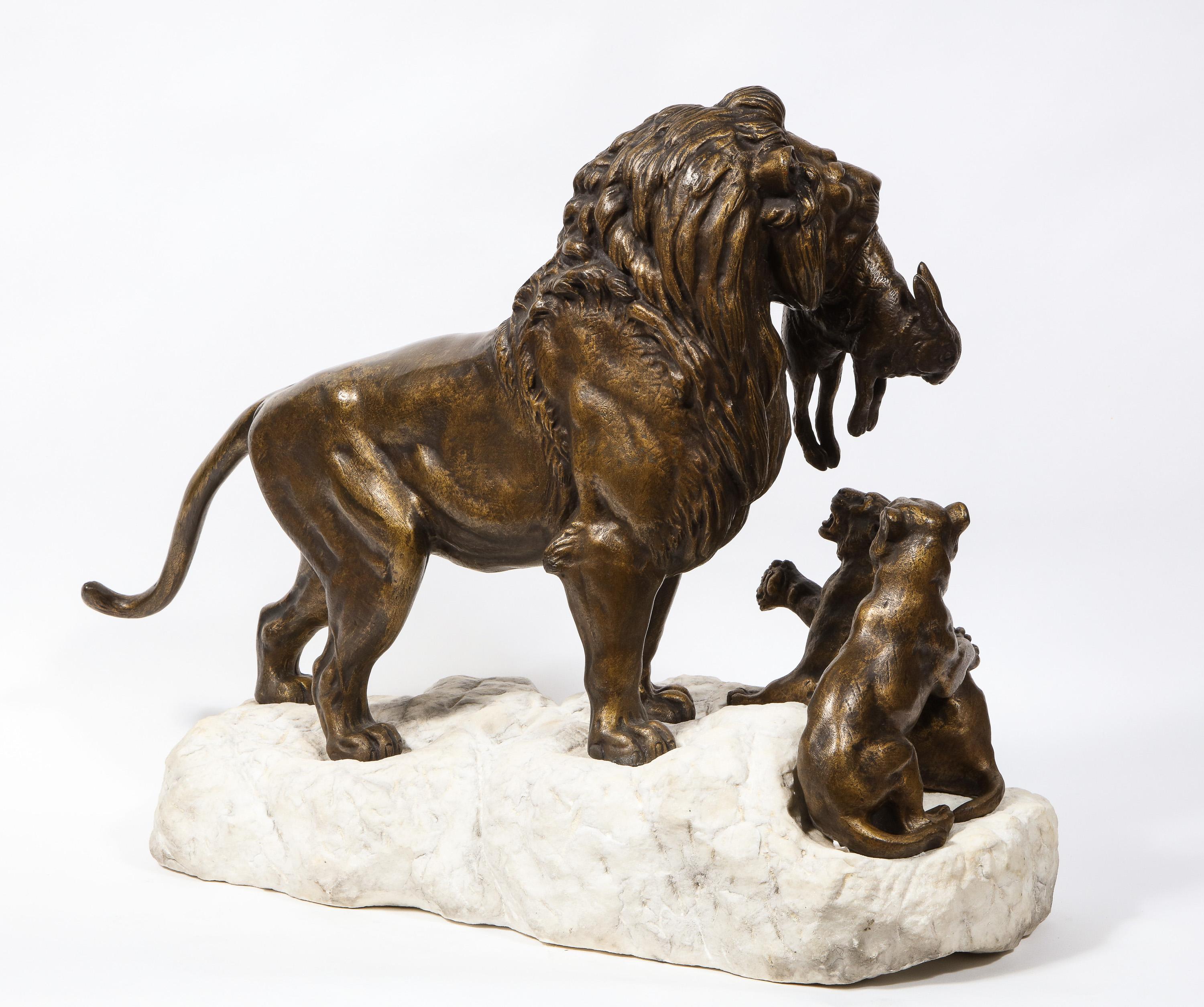 Paul-Edouard Delabriere (French, 1829-1923) Large Bronze Sculpture of A Lion 13