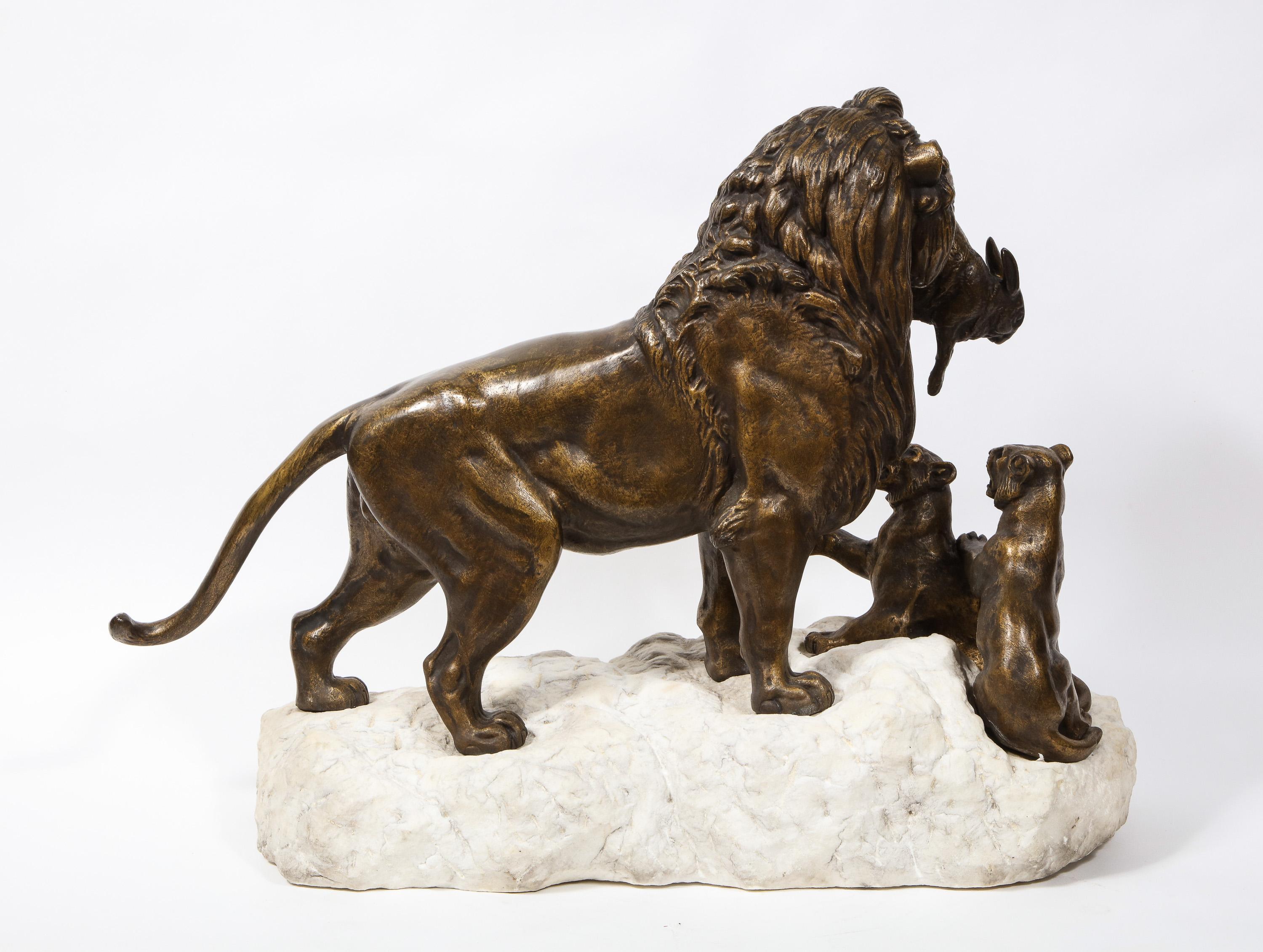 Paul-Edouard Delabriere (French, 1829-1923) Large Bronze Sculpture of A Lion 14