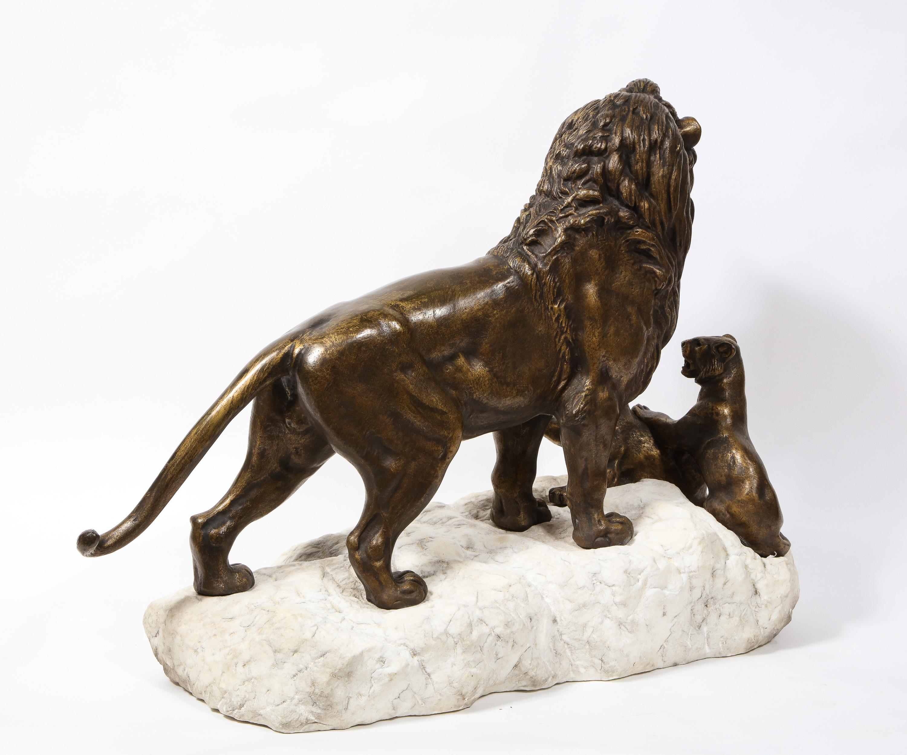 Paul-Edouard Delabriere (French, 1829-1923) Large Bronze Sculpture of A Lion 15