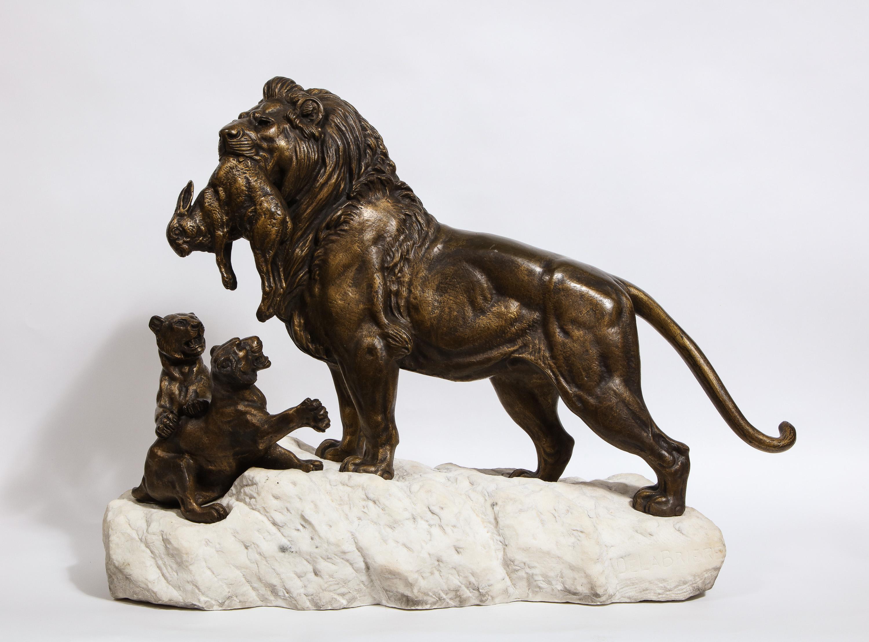 Paul-Edouard Delabriere (French, 1829-1923) Large Bronze Sculpture of A Lion 6