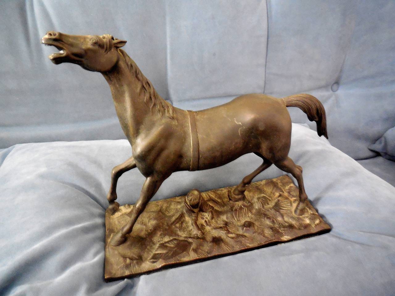 French Thoroughbred Race Horse Bronze Sculpture Deco For Sale 5