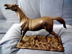French Thoroughbred Race Horse Bronze Sculpture Deco