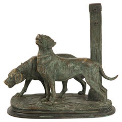 Paul-Édouard Delabrièrre, Bronze Group of Two Hounds, French Animalier, 19th C.
