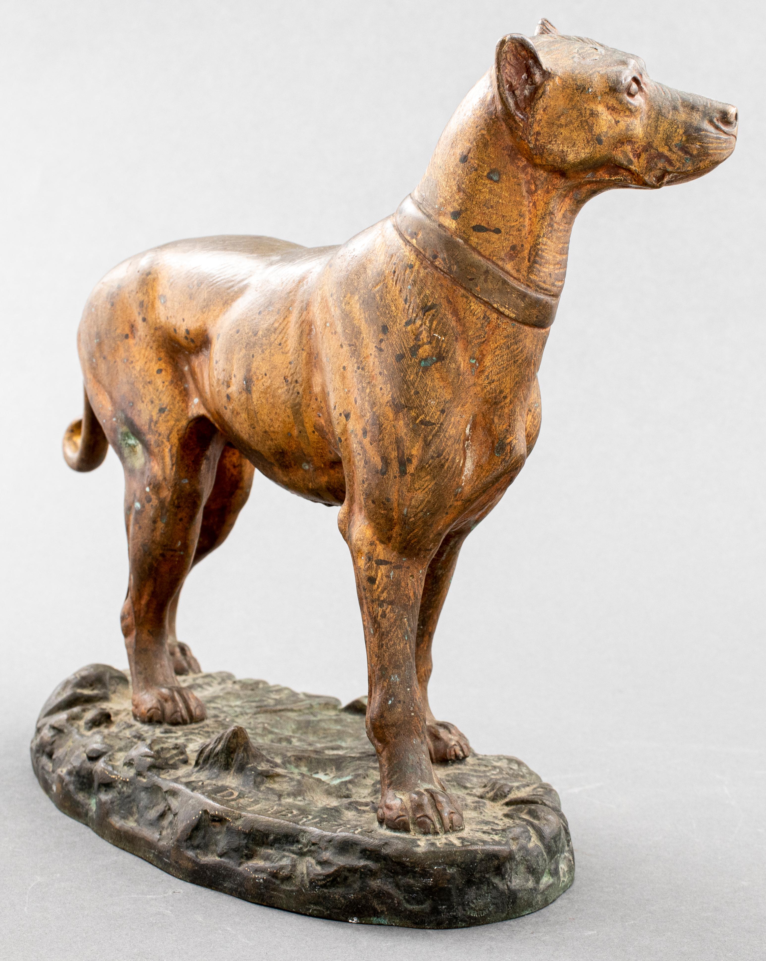 Paul-Édouard Delabrièrre Signierter Hund aus Bronze (20. Jahrhundert) im Angebot