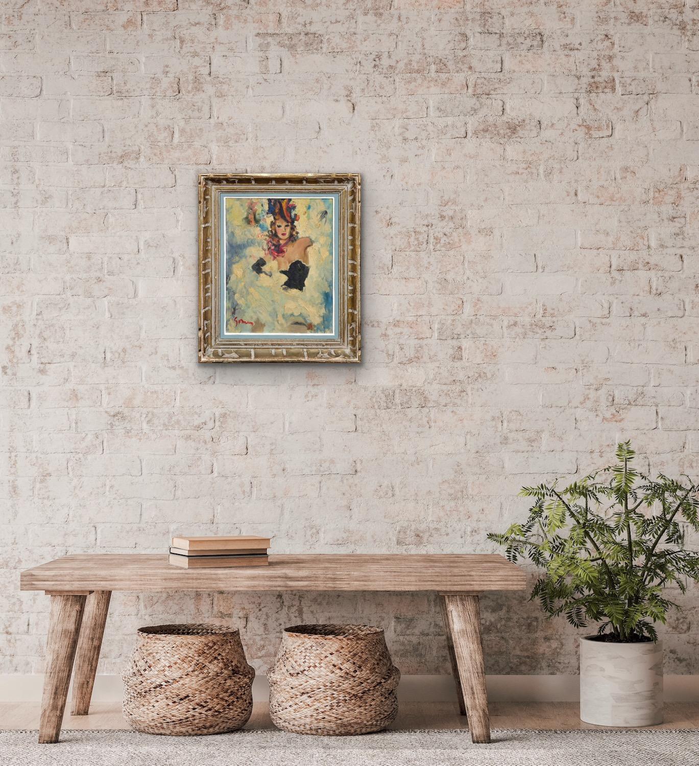 Danseuse De Cabaret A Framed 1920s French Oil Painting Dancing And Excitement For Sale 7