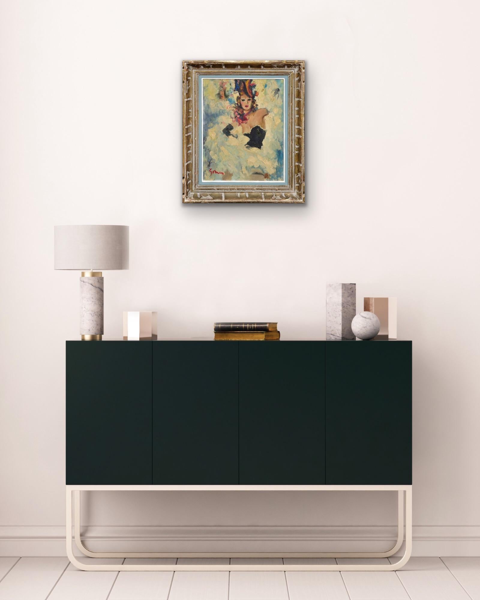 Danseuse De Cabaret A Framed 1920s French Oil Painting Dancing And Excitement For Sale 3