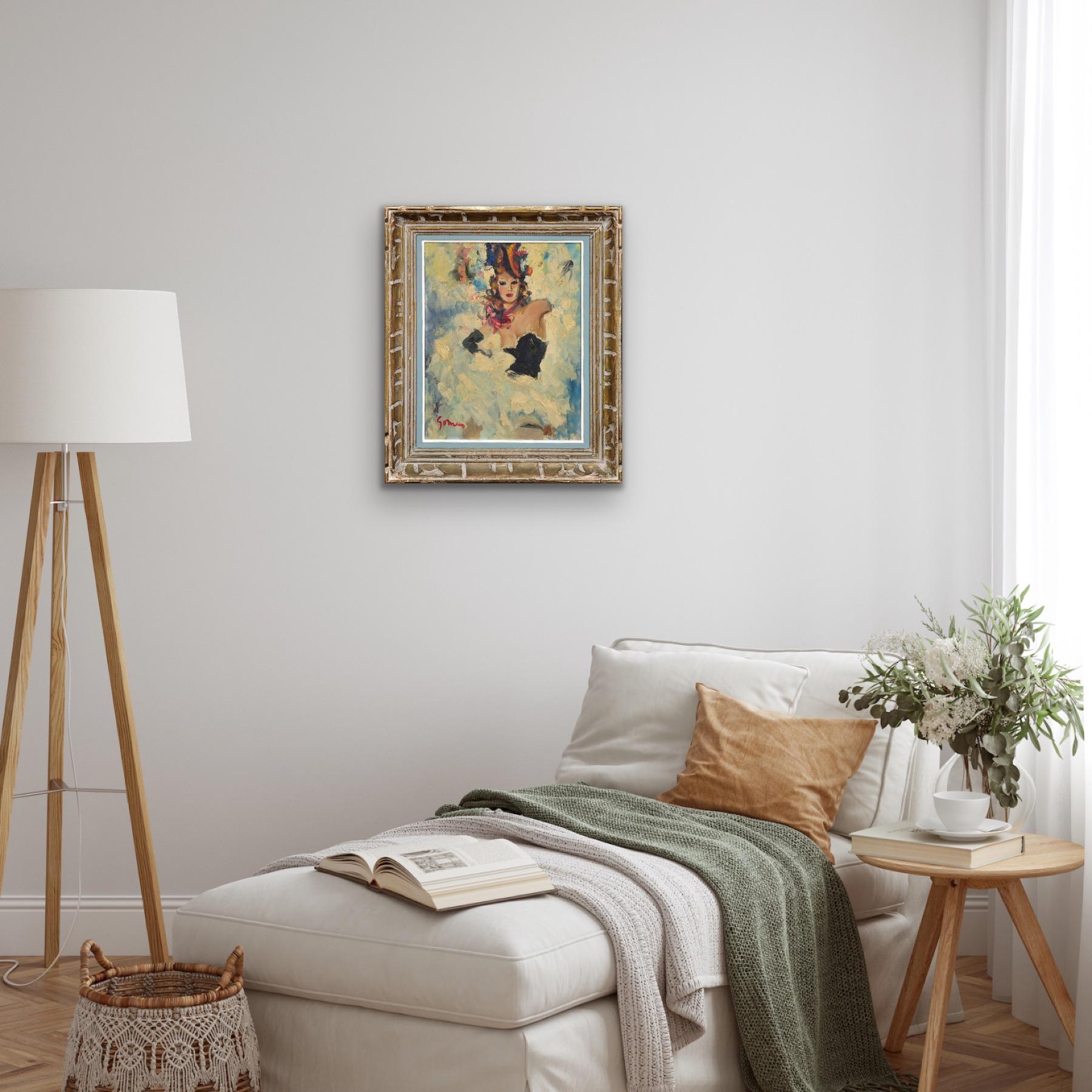 Danseuse De Cabaret A Framed 1920s French Oil Painting Dancing And Excitement For Sale 4