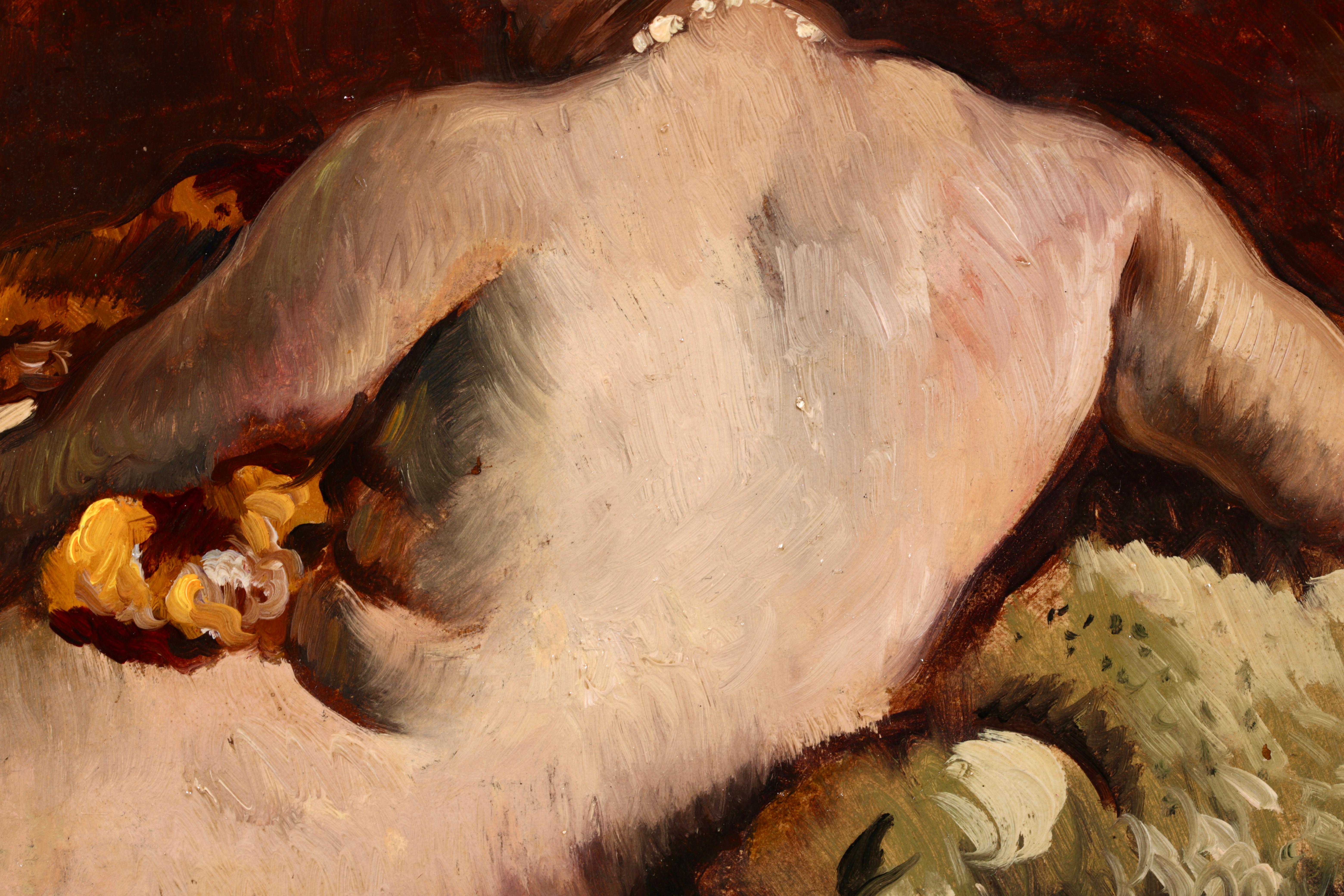 Nu Allonge - Post Impressionist Nude Oil Painting by Paul Elie Gernez For Sale 6
