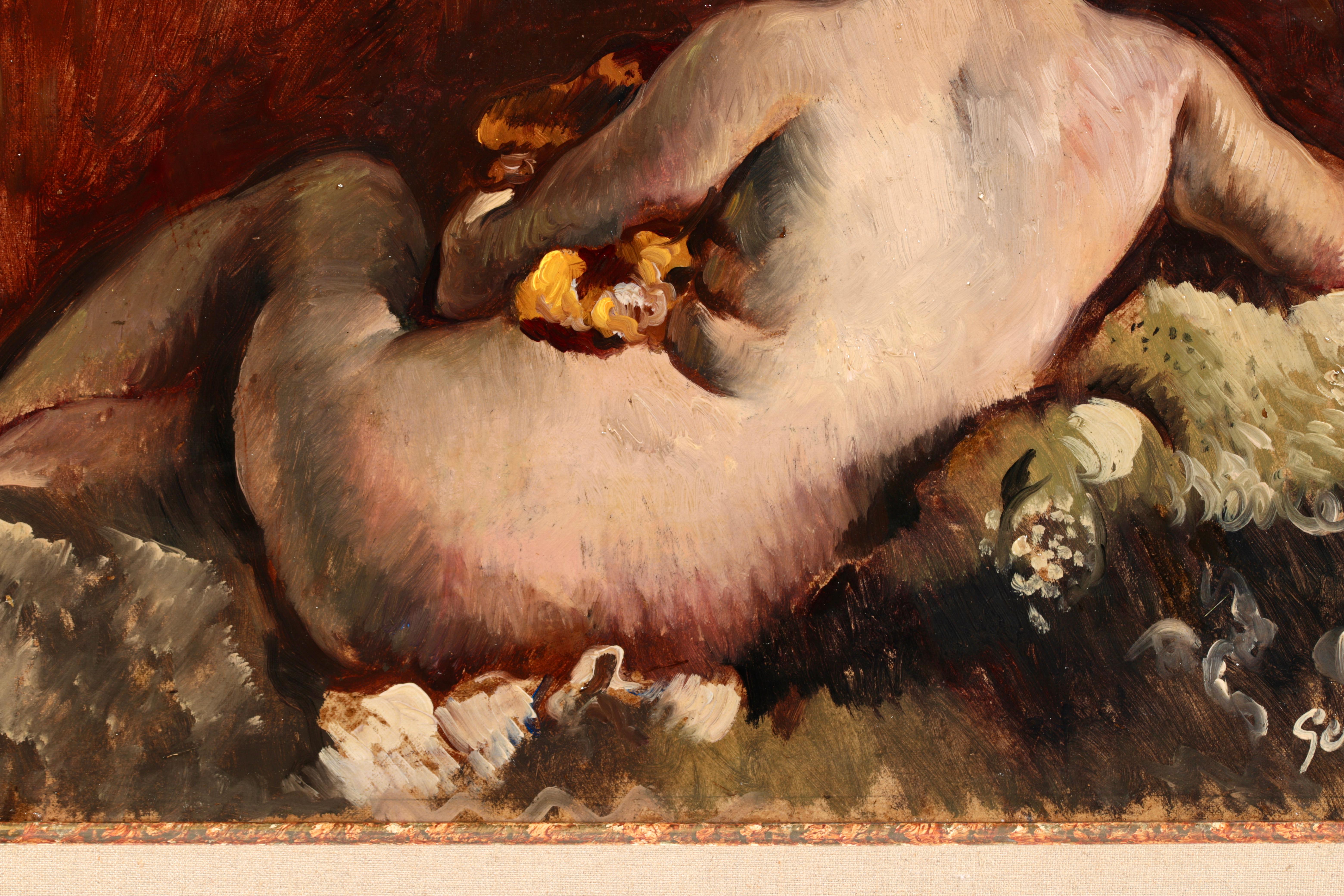 Nu Allonge - Post Impressionist Nude Oil Painting by Paul Elie Gernez For Sale 2