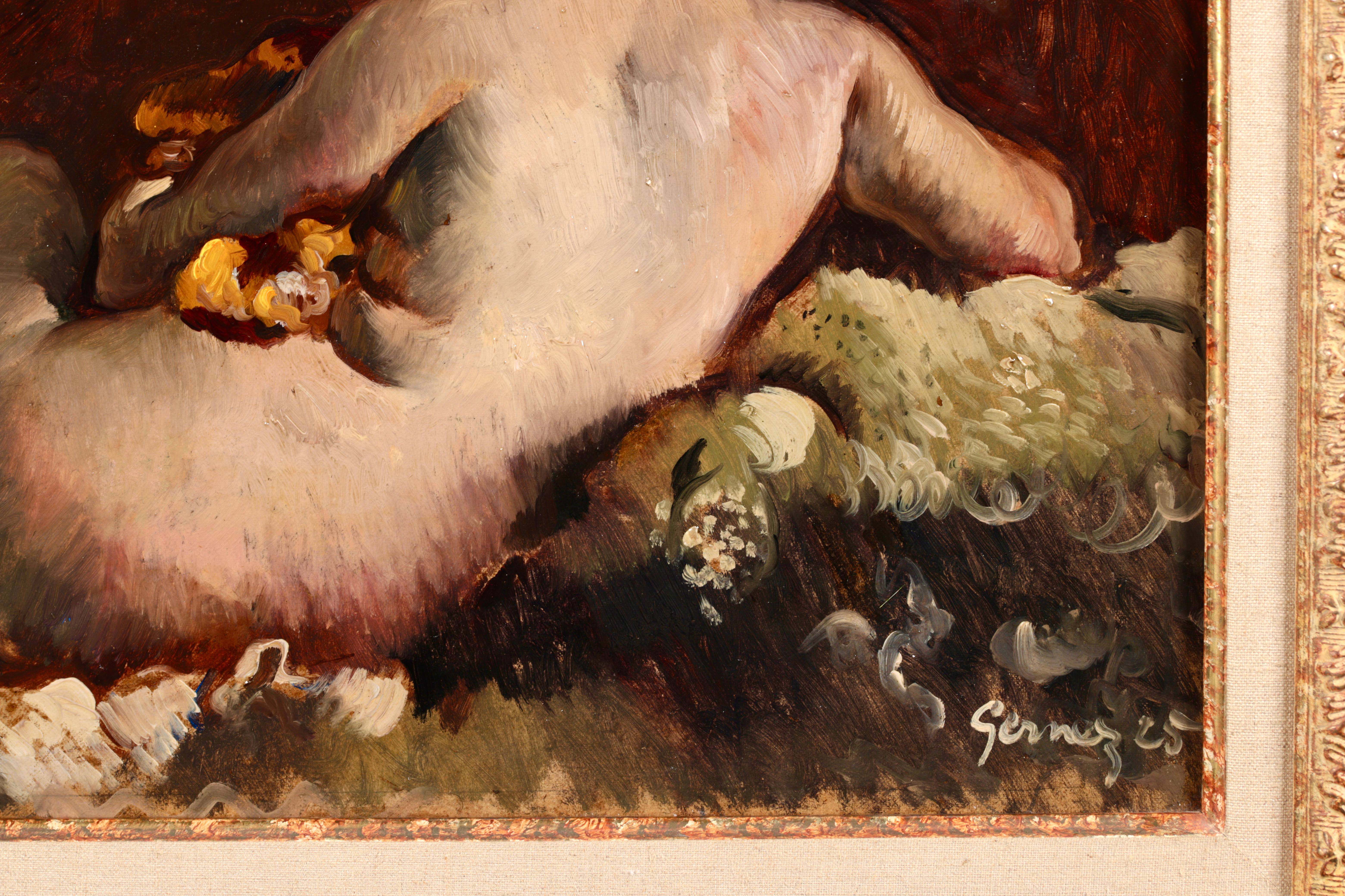 Nu Allonge - Post Impressionist Nude Oil Painting by Paul Elie Gernez For Sale 3