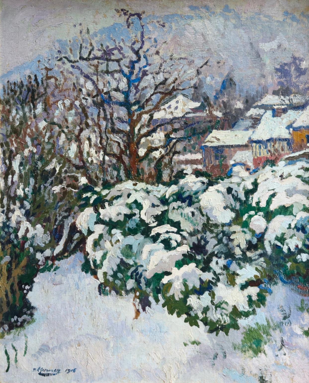 Effet de Neige - Post Impressionist Winter Landscape Oil Painting by Paul Gernez 1