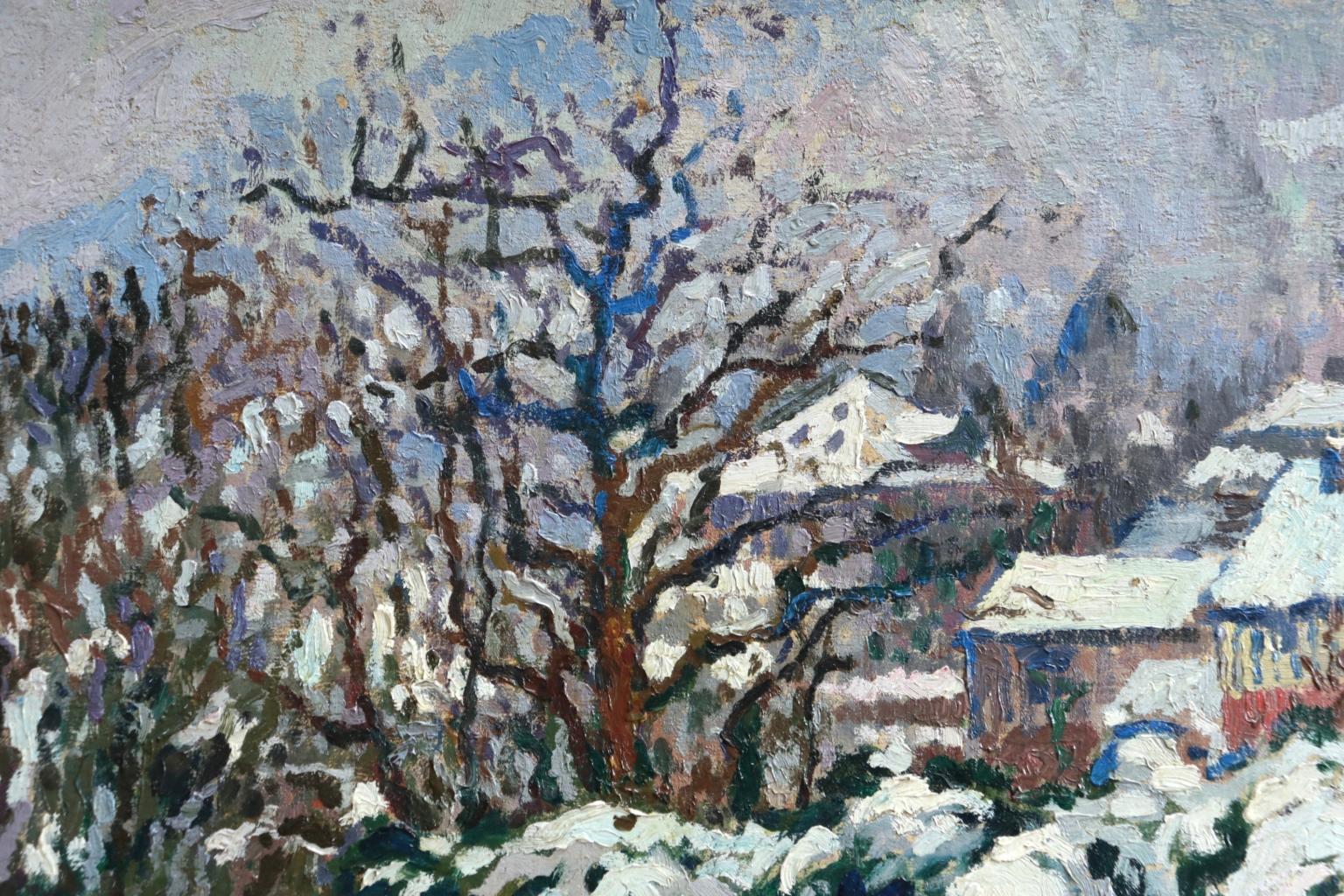 Effet de Neige - Post Impressionist Winter Landscape Oil Painting by Paul Gernez 2