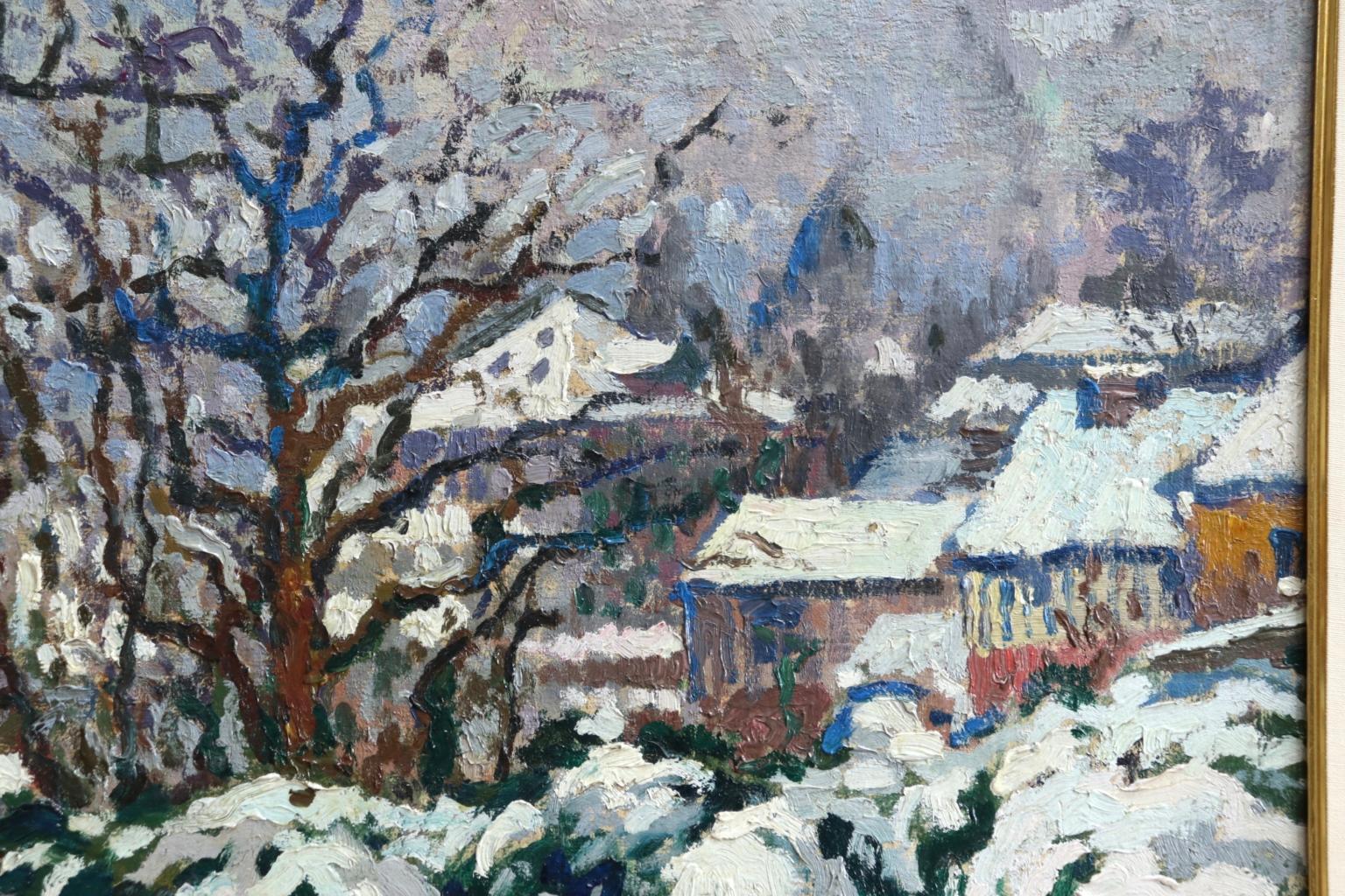 Effet de Neige - Post Impressionist Winter Landscape Oil Painting by Paul Gernez 3