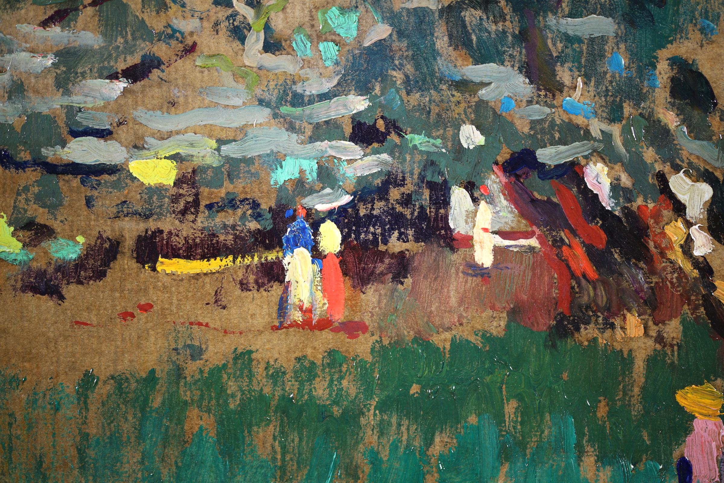 Figuren im Wald – postimpressionistische Landschaft, Öl von Paul Gernez im Angebot 6