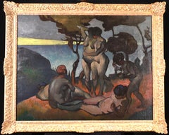 Le Jardin D'Eden - Post Impressionist Oil, Nudes in Landscape by Paul E Gernez