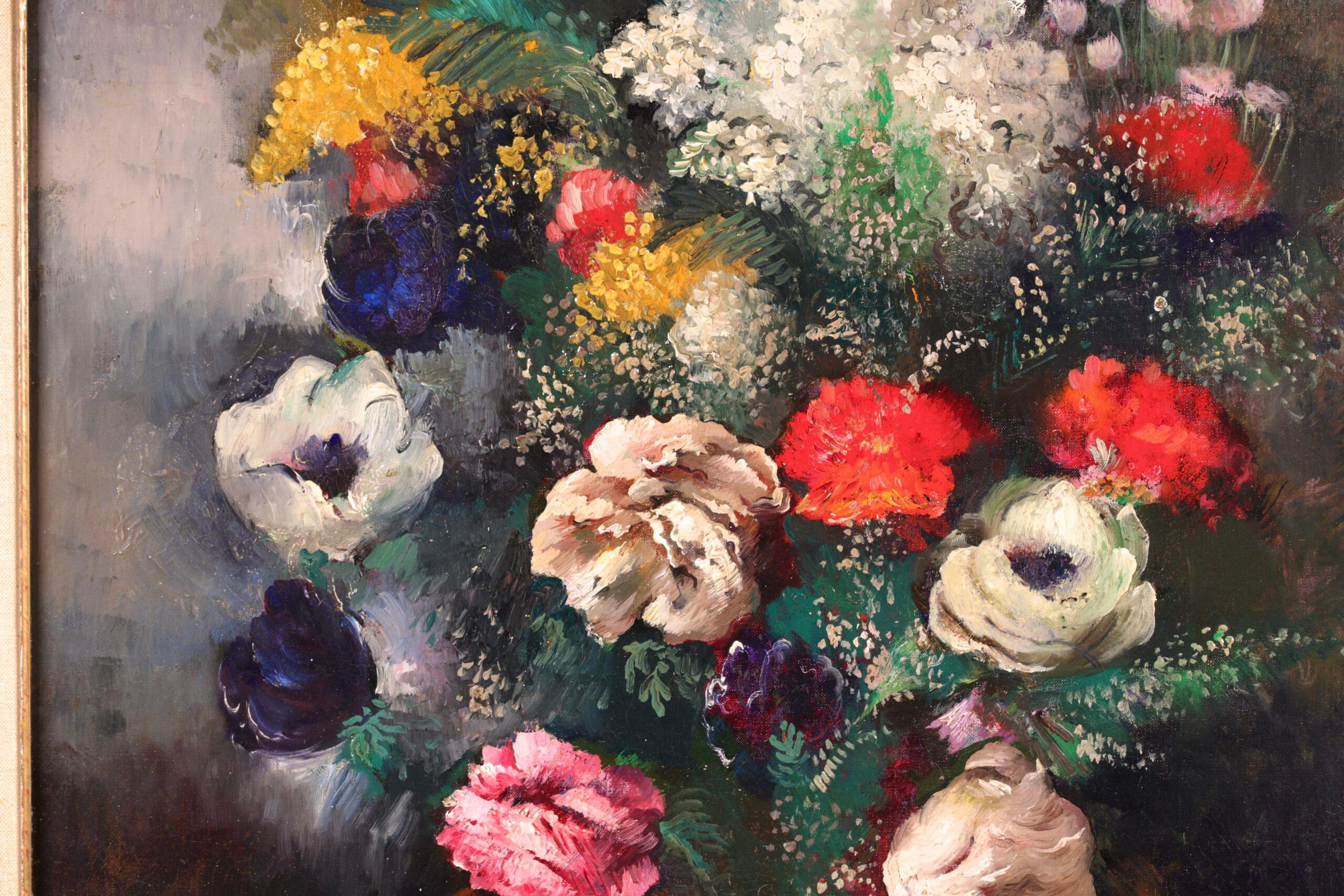 Vase de Fleurs – postimpressionistisches Ölgemälde, Stillleben-Blumen von Paul Gernez (Post-Impressionismus), Painting, von Paul-Élie Gernez