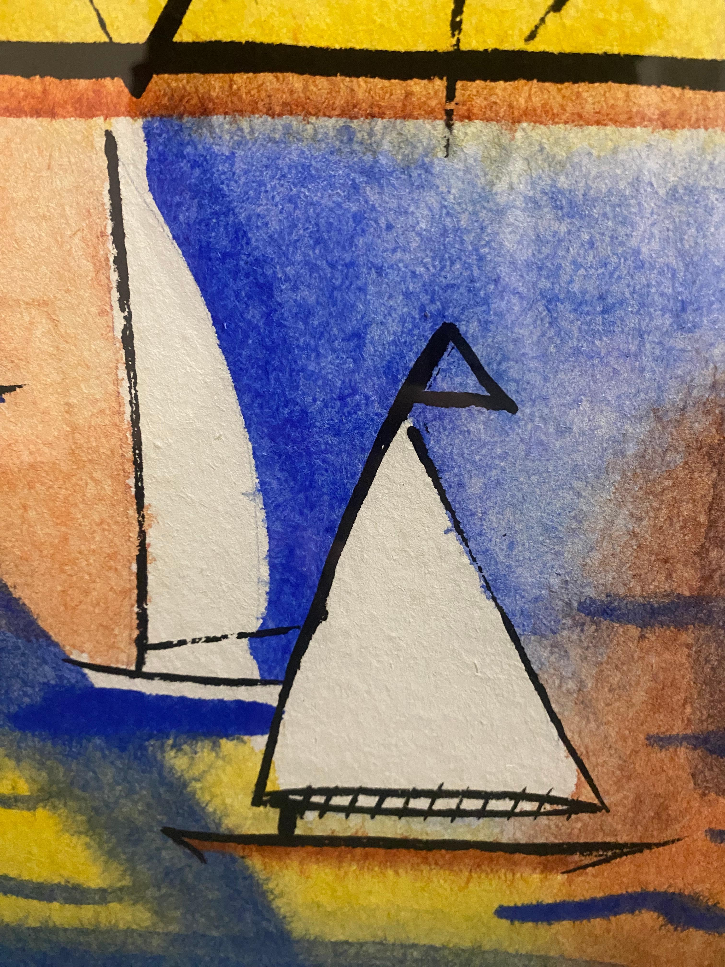 Navigare vicino al ponte by Emig - Painting Postimpressionismo di Paul Emig