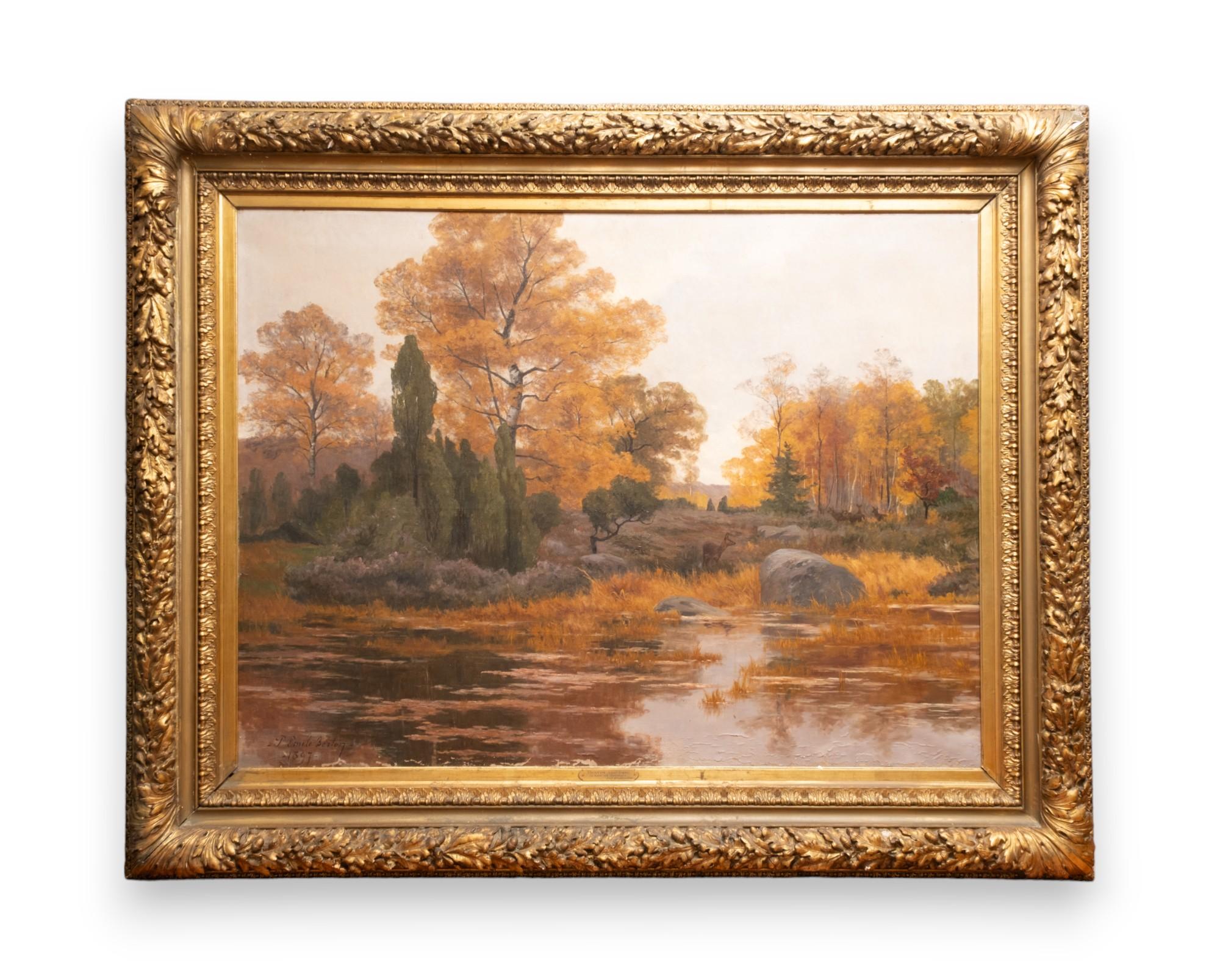 Art Nouveau Paul Emile Berton Pittura monumentale su tela firmata 