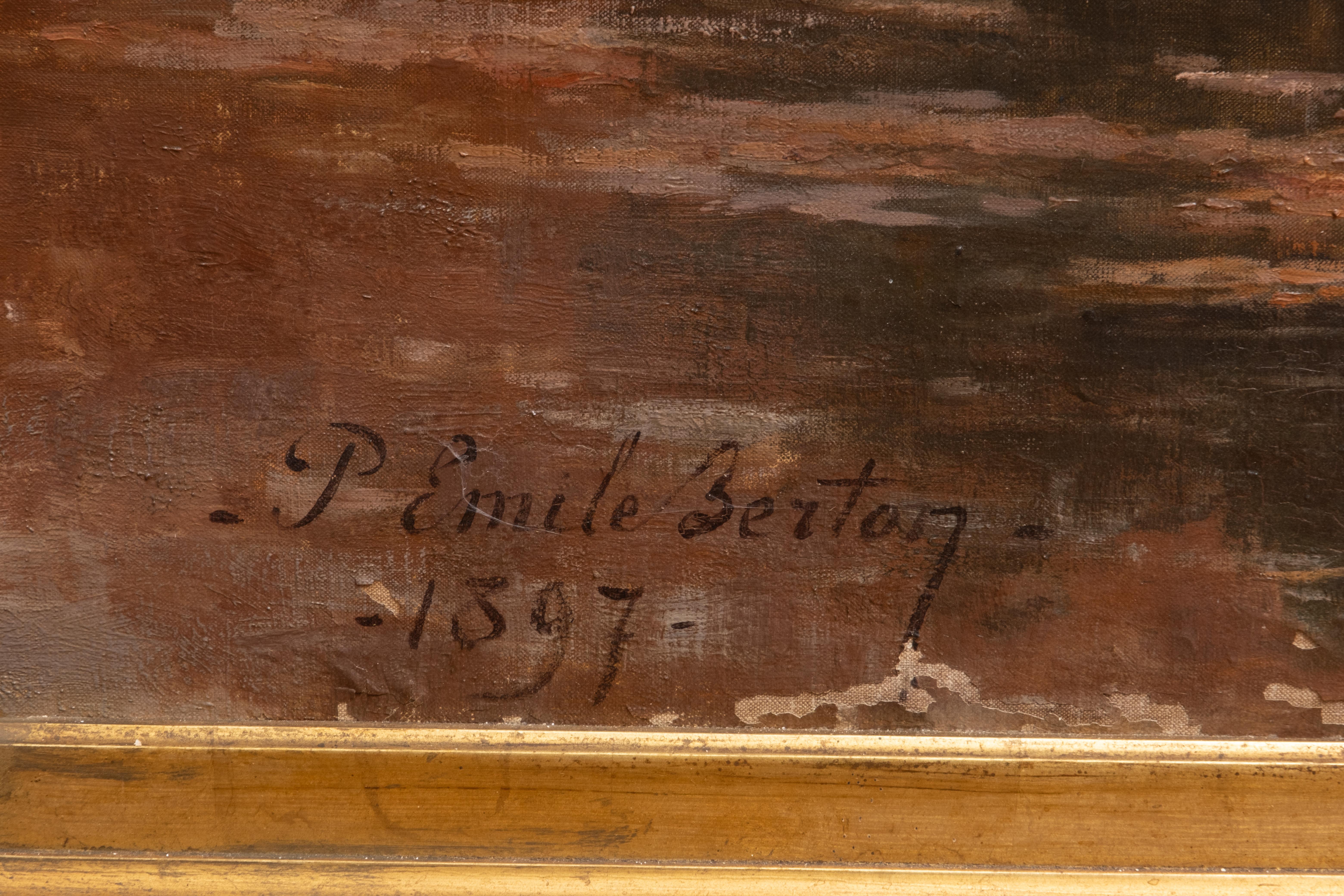 Dipinto a mano Paul Emile Berton Pittura monumentale su tela firmata 