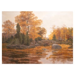 Paul Emile Berton Pittura monumentale su tela firmata "Foresta di Fontainebleau