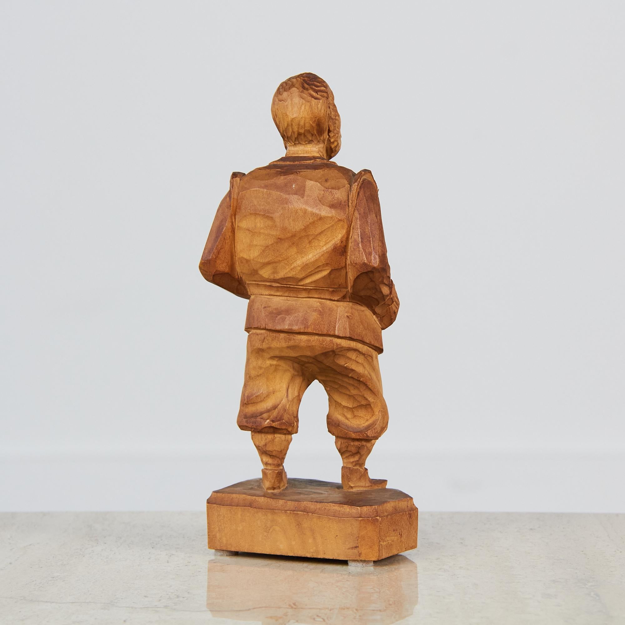 Hand-Carved Paul-Emile Caron Style Wood Carving of a Man