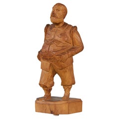 Vintage Paul-Emile Caron Style Wood Carving of a Man