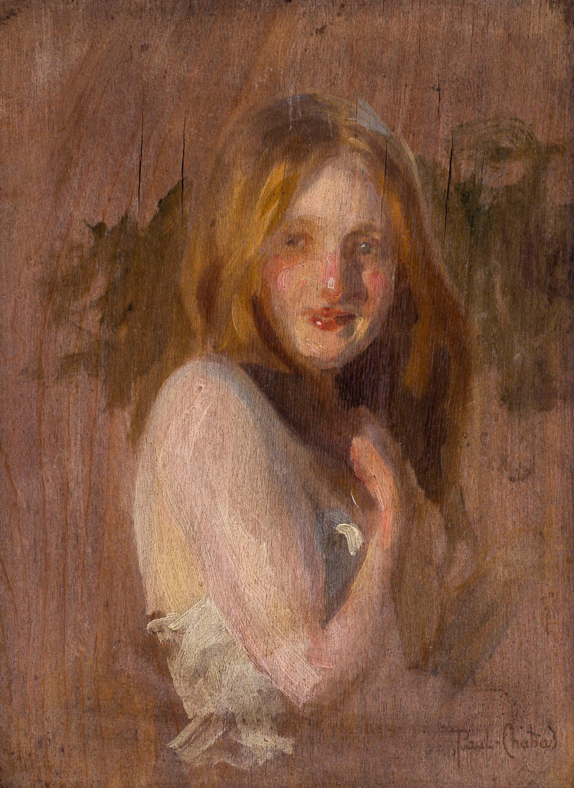 A beautiful 19th Century French oil study of a maiden by Paul Emile Chabas 1