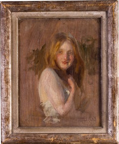 Belle étude à l'huile d'une jeune fille du 19e siècle par Paul Emile Chabas