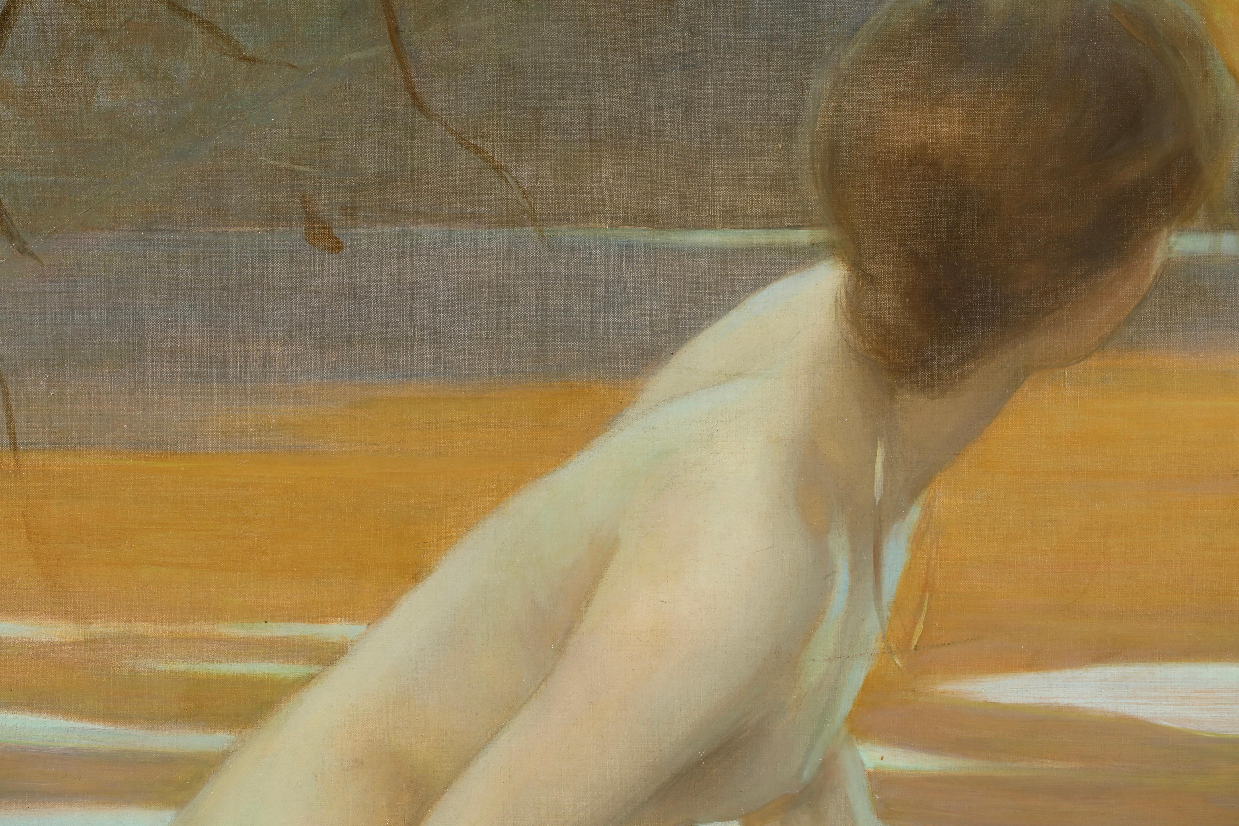 La Baigneuse - Academic Nude Figure in Landscape Oil by Paul Emile Chabas im Angebot 10