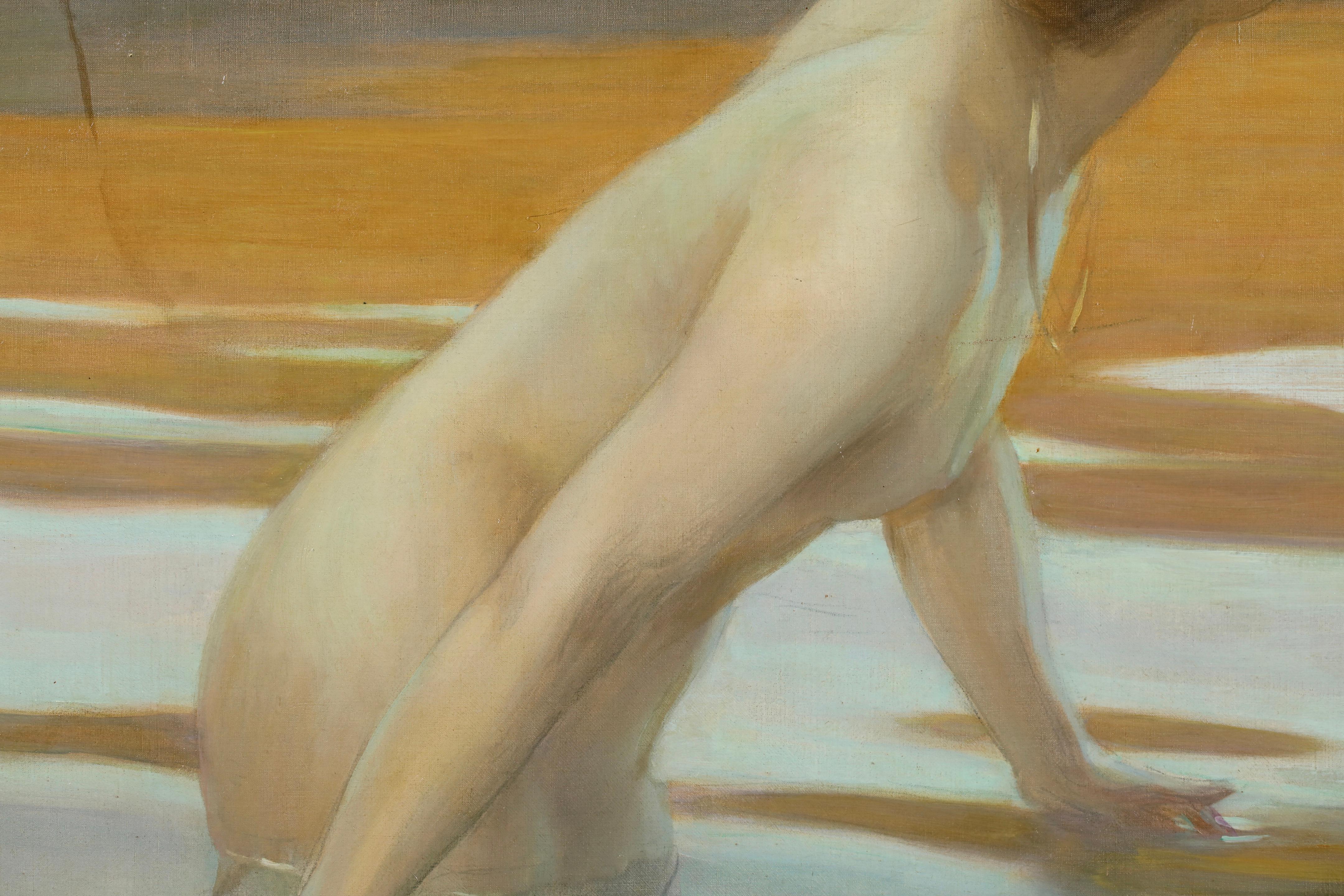 La Baigneuse - Academic Nude Figure in Landscape Oil by Paul Emile Chabas im Angebot 4