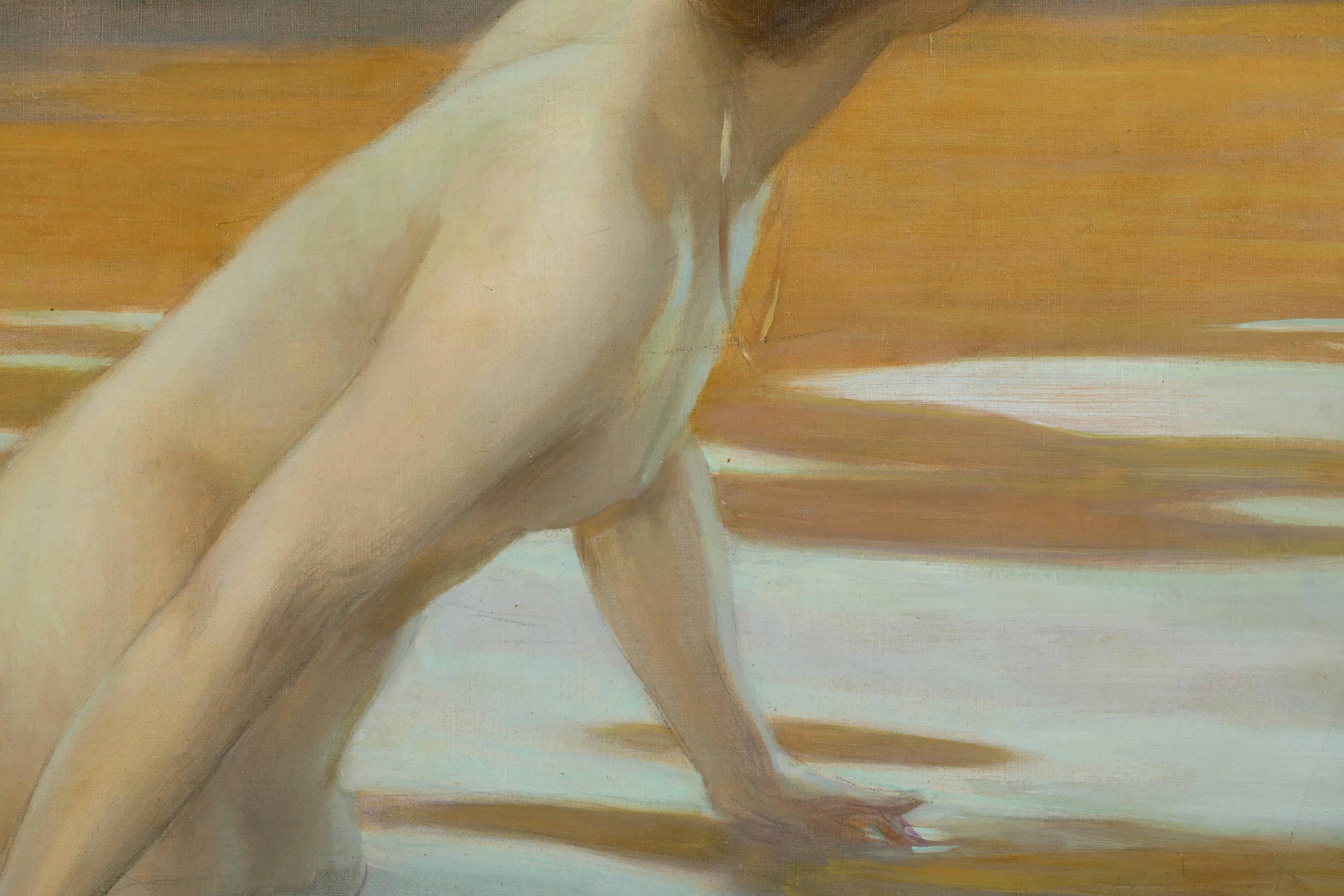 La Baigneuse - Academic Nude Figure in Landscape Oil by Paul Emile Chabas im Angebot 5