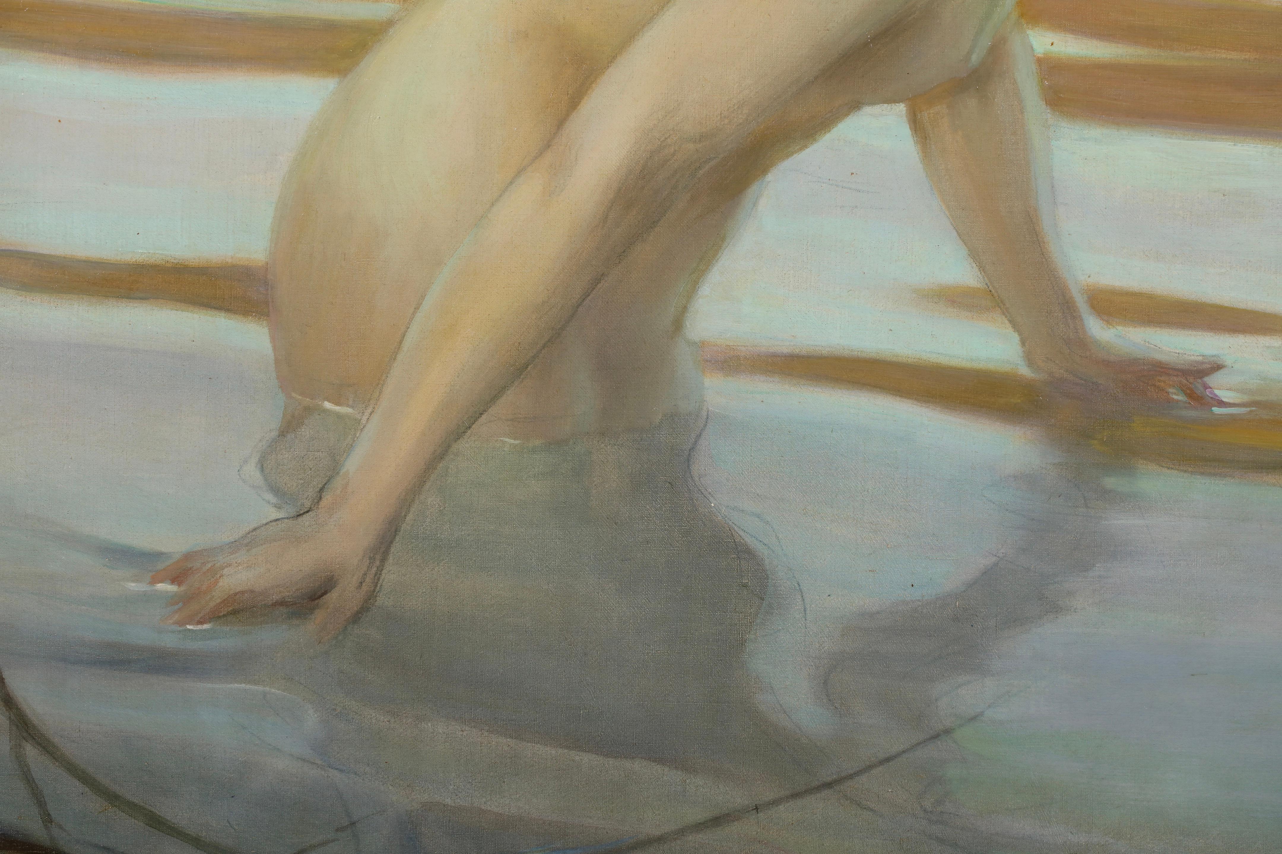 La Baigneuse - Academic Nude Figure in Landscape Oil by Paul Emile Chabas im Angebot 6