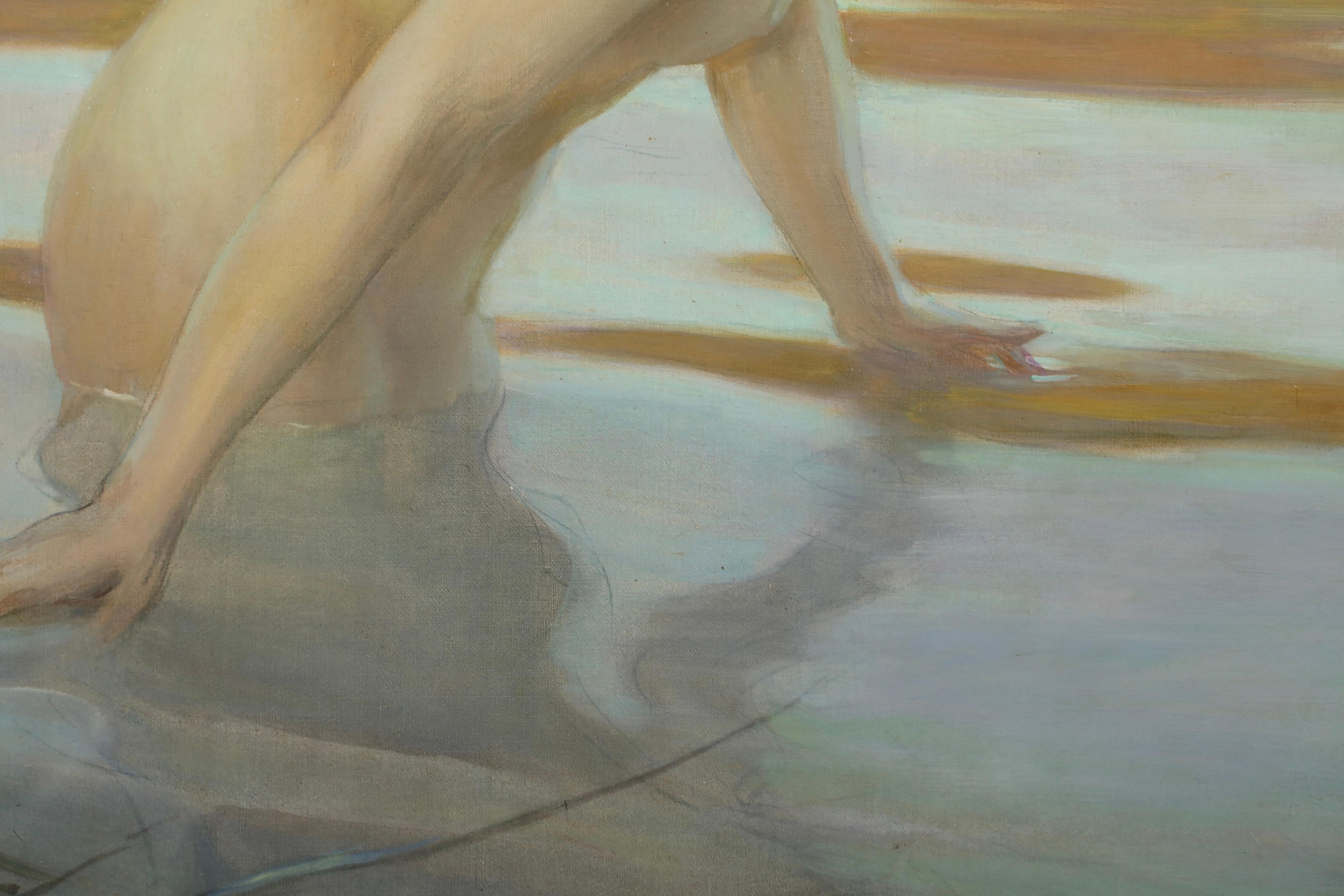 La Baigneuse - Academic Nude Figure in Landscape Oil by Paul Emile Chabas im Angebot 8