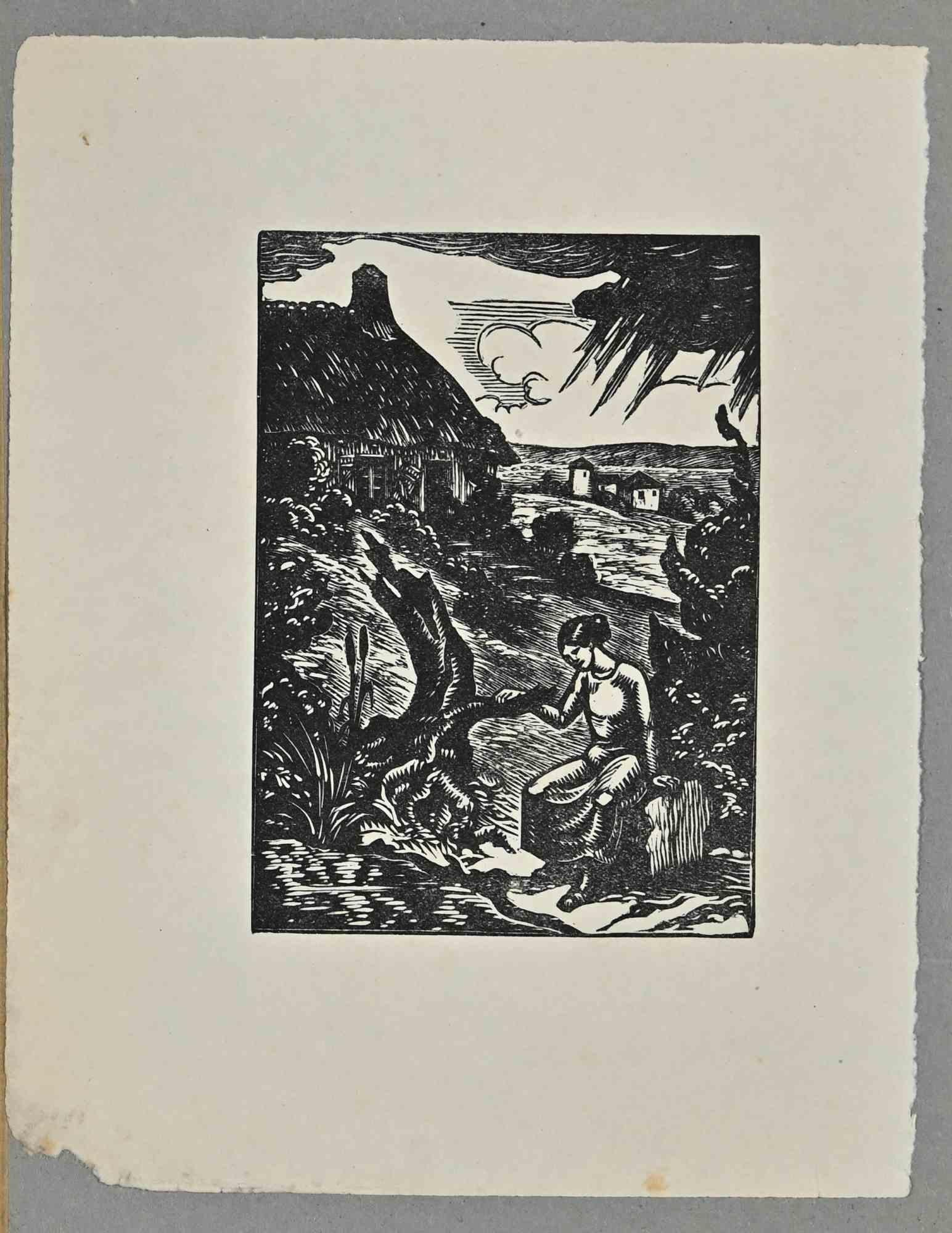 Breton Peasant is a woodcut print realized by Paul Emile Colin (1867-1949).

Good condition on a little paper, included a cream colored cardboard passpartout (30x24 cm).

No signature.

Paul-Émile Colin born onAugust 16, 1867 in Lunéville ( Meurthe