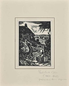 Peasant breton du début du 20e siècle, gravure sur bois de Paul Emile Colin