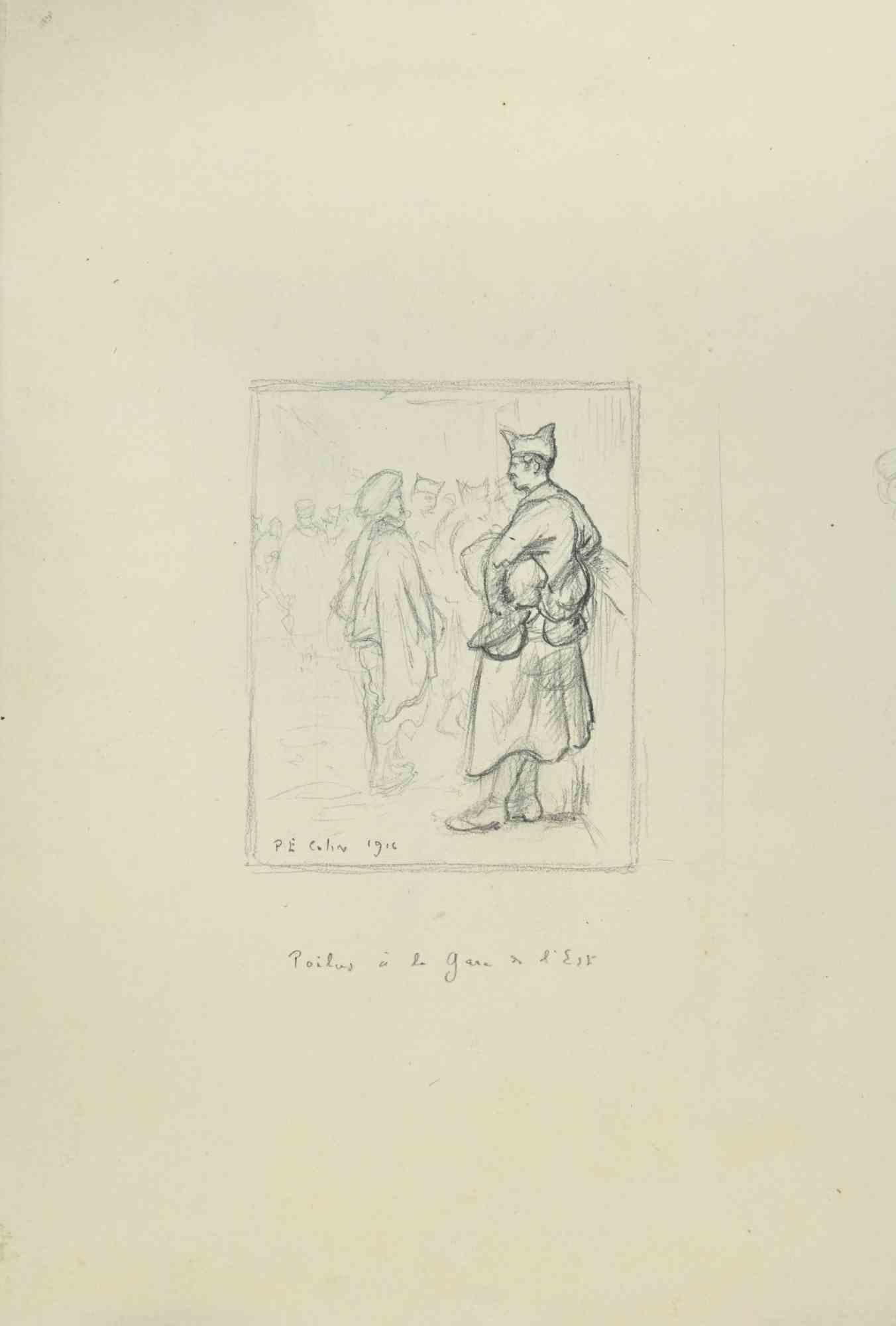Die Figuren sind eine Zeichnung von Paul Emile Colin aus dem Jahr 1916.

Kohlestift auf elfenbeinfarbenem Papier

Handsigniert auf der Unterseite.

Guter Zustand mit leichten Stockflecken.

Das Kunstwerk wird durch geschickte ausdrucksstarke Striche