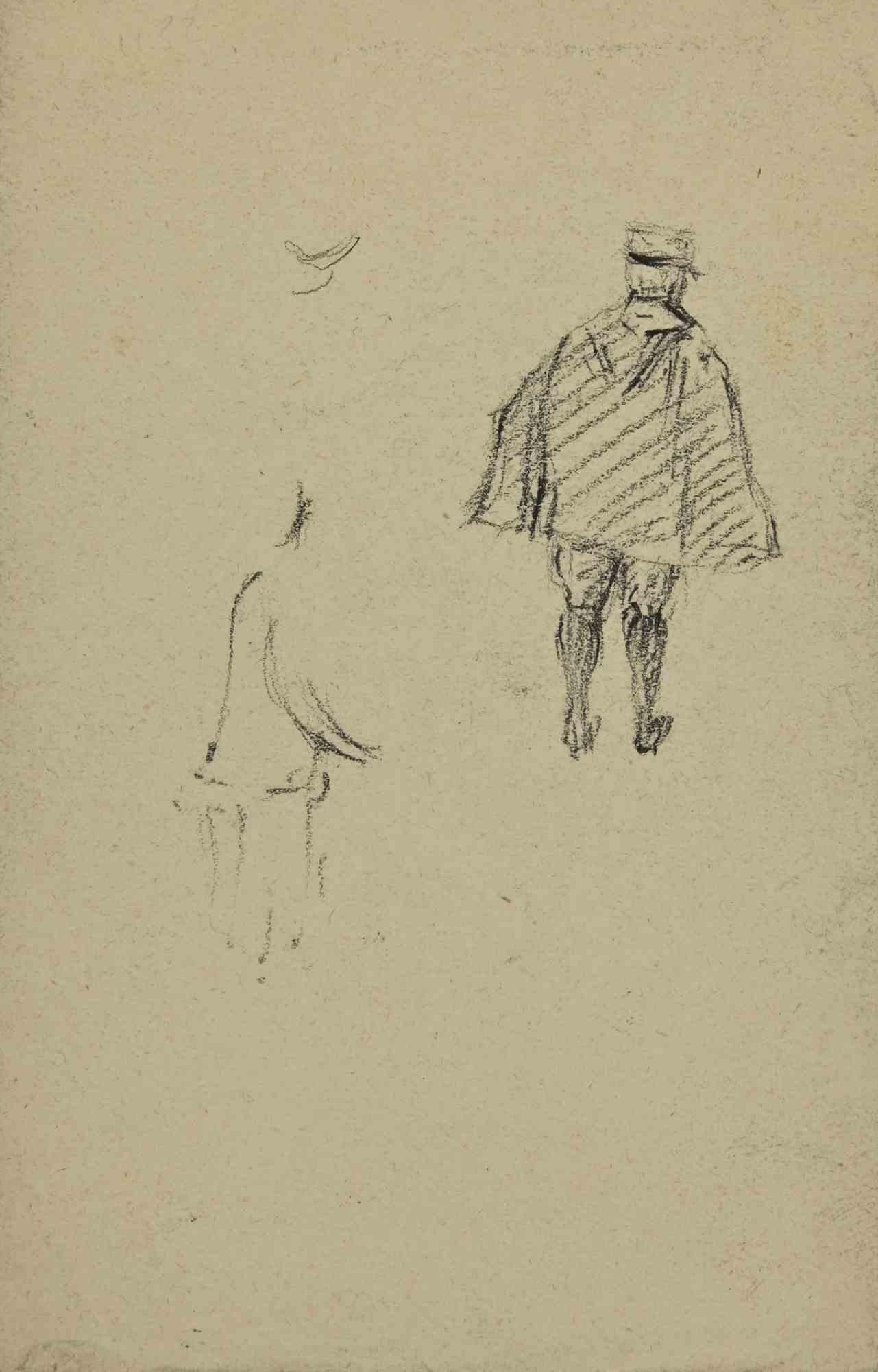 Figures - Dessin de Paul Emile Colin - Milieu du 20e siècle