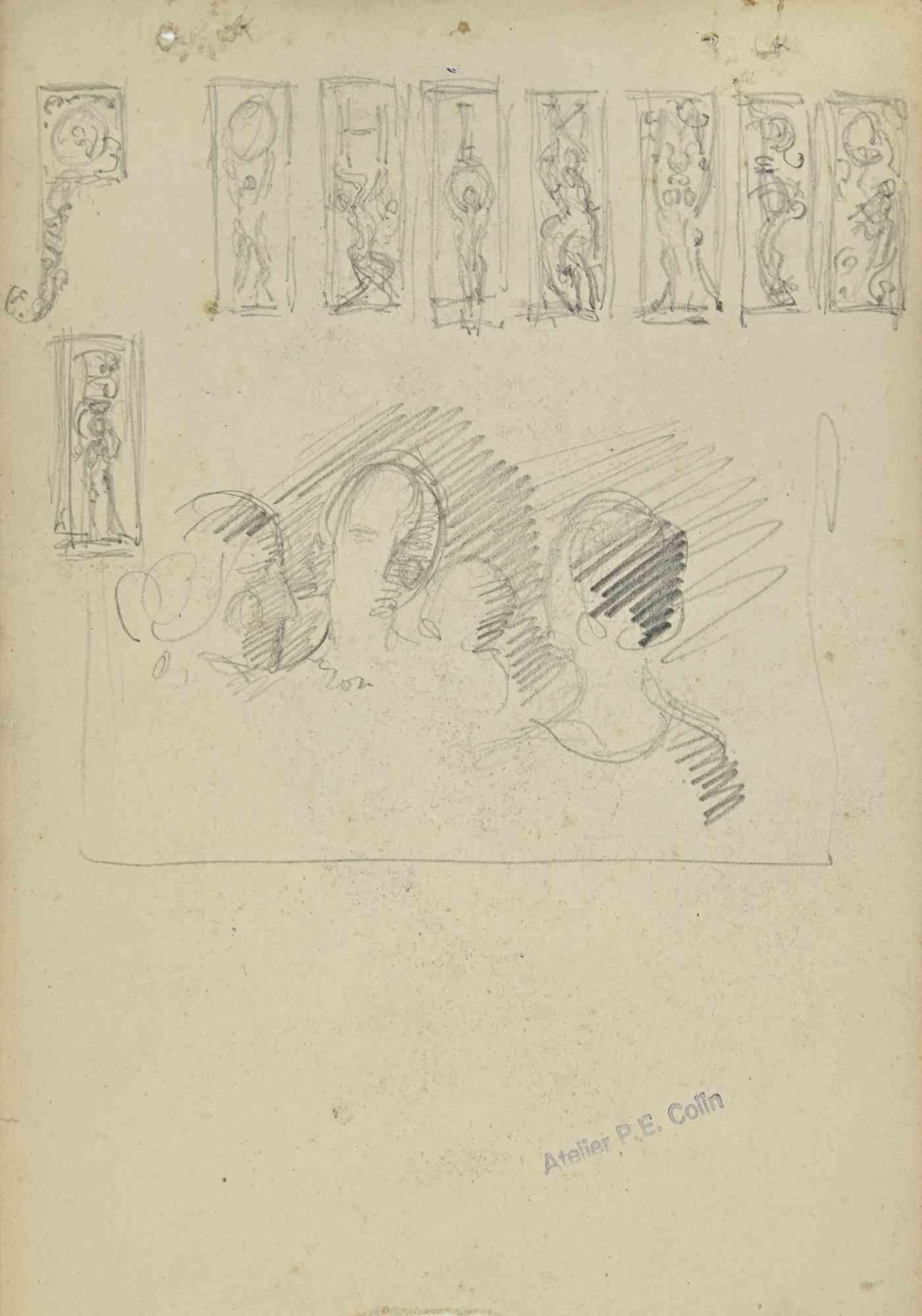 Die Figuren sind eine Zeichnung von Paul Emile Colin aus der Mitte des 20. Jahrhunderts.

Kohlestift auf elfenbeinfarbenem Papier

Auf der Unterseite gestempelt.

Guter Zustand mit leichten Stockflecken.

Das Kunstwerk wird durch geschickte