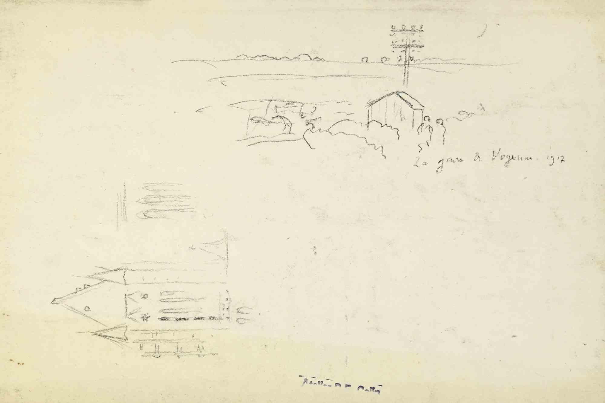 Houses is a drawing realized by Paul Emile Colin in the mid-20th Century.

Carbon Pencil on ivory-colored paper

Stamped on the lower.

Good conditions with slight foxing.

The artwork is realized through deft expressive strokes.
