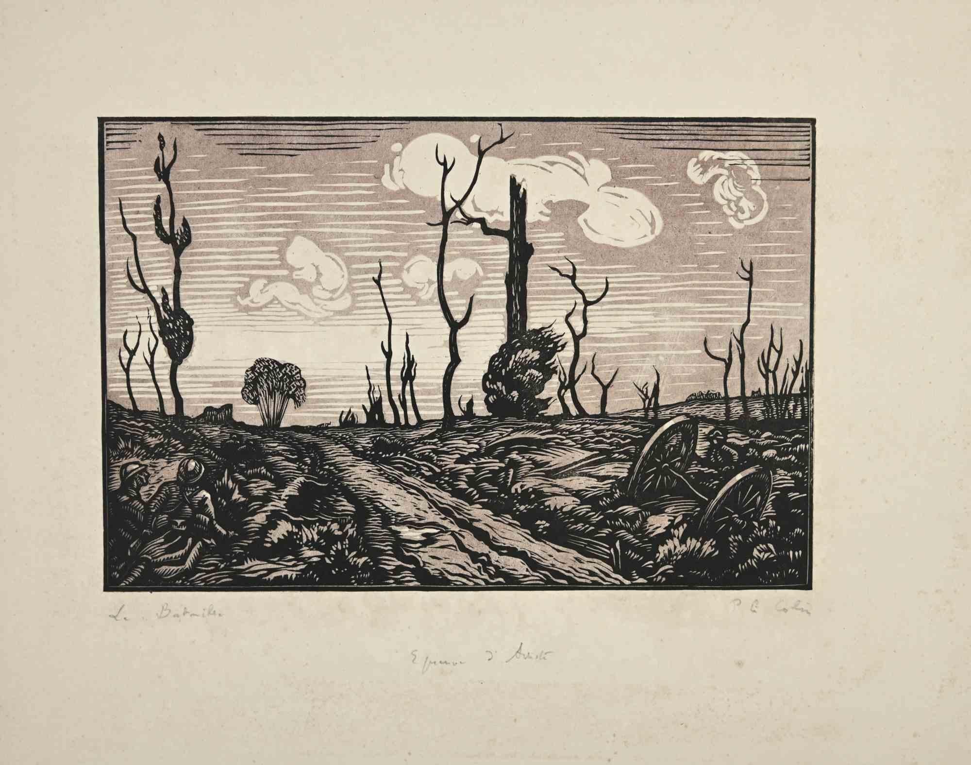 La Bataille is an artwork realized by Paul Emile Colin (1867 - 1949) in the early 20th Century.

Woodcut print. Artist proof.

Signed in pencil.

Good condition.