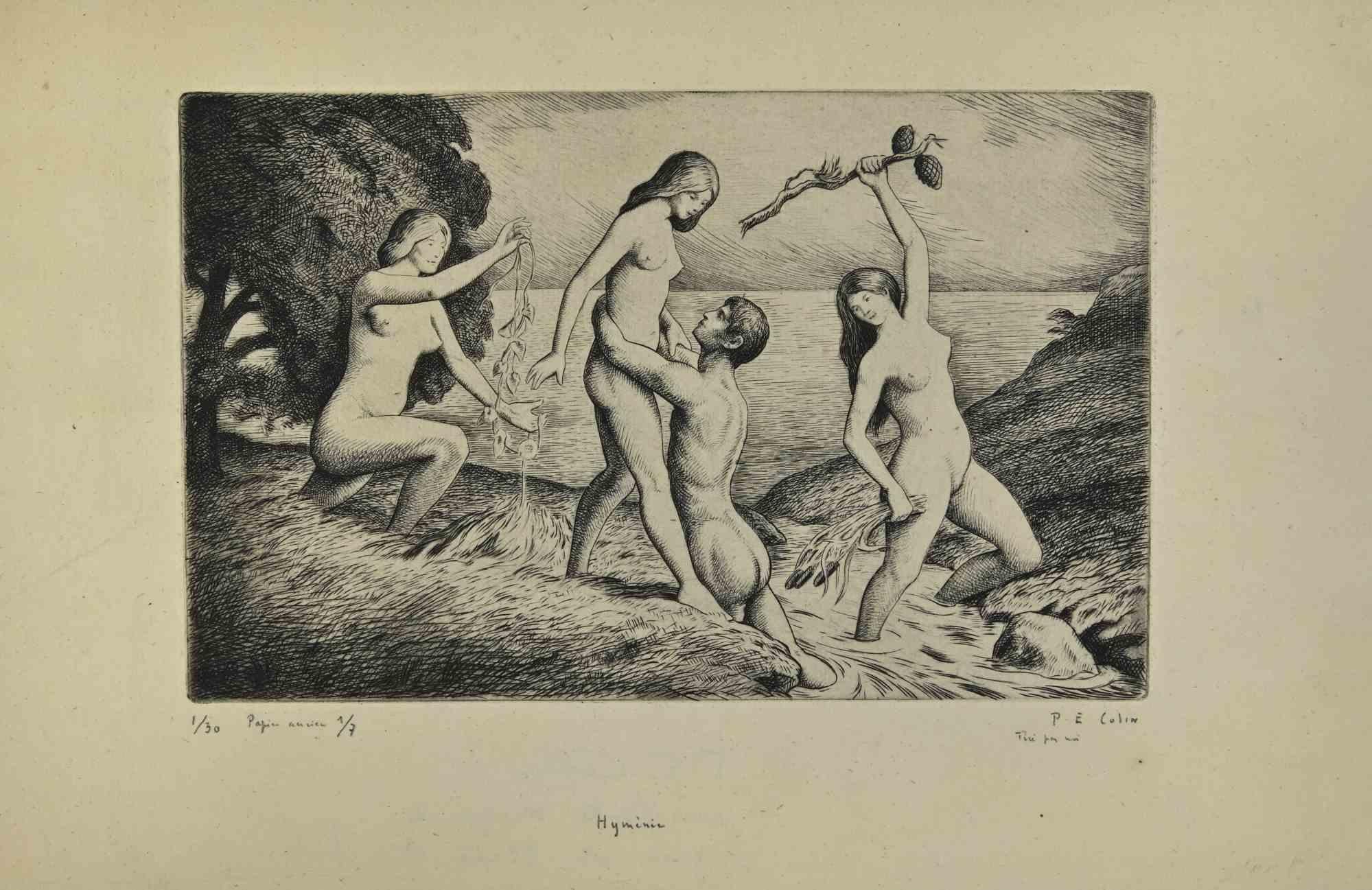 Nudes is an etching realized by Paul Emile Colin in the Mid-20th Century.

hand-signed.

Numbered.Edition, 1/30.

Good conditions with slight foxing.

The artwork is realized through deft expressive strokes.