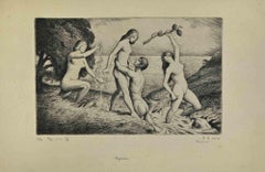 Nudes - Etching  by Paul Emile Colin - Mid-20th Century