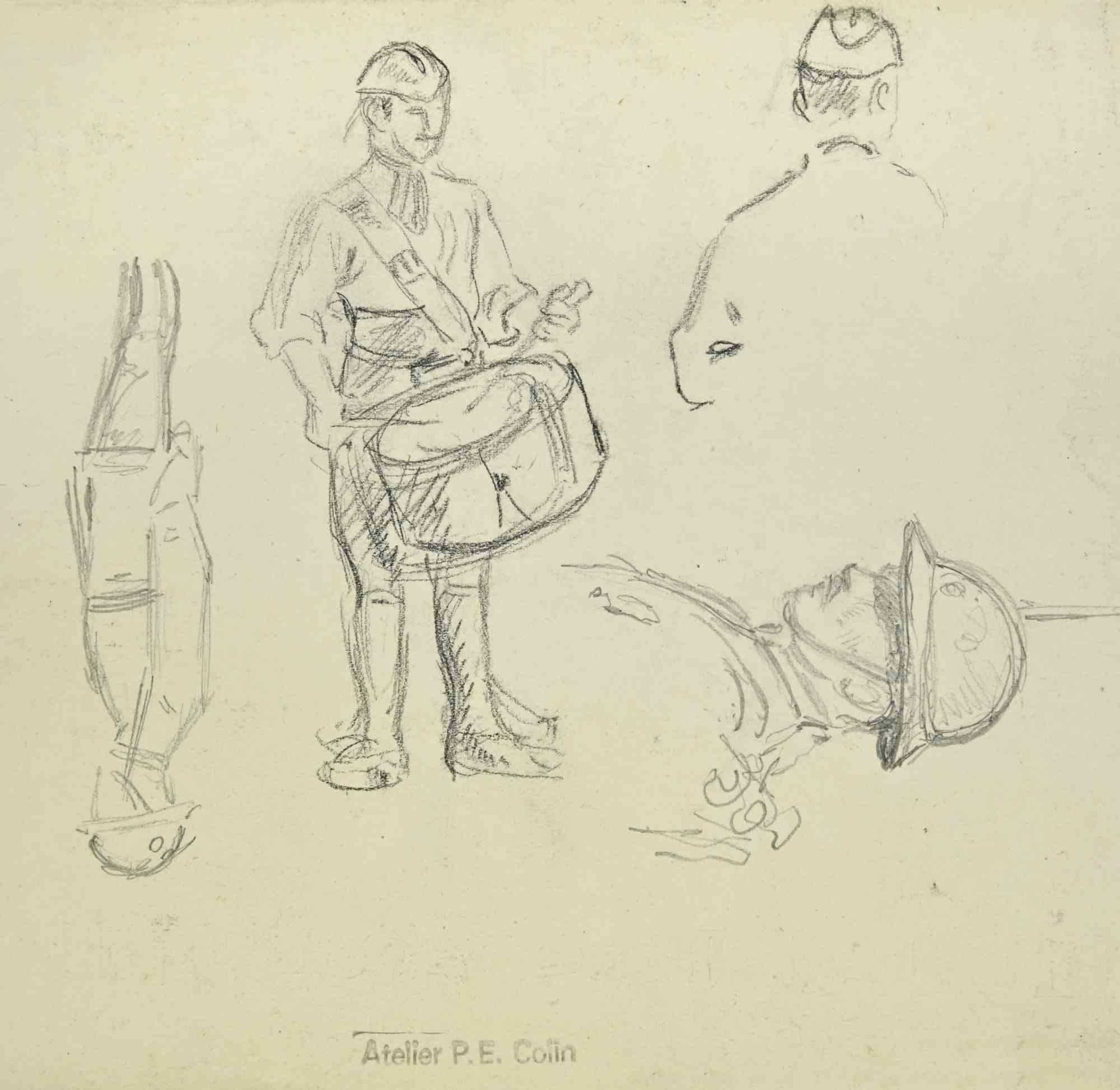 Playing Soldier is a drawing realized by Paul Emile Colin in the mid 20th Century.

Carbon Pencil on ivory-colored paper

Stamped on the lower.

Good conditions with slight foxing.

The artwork is realized through deft expressive strokes.