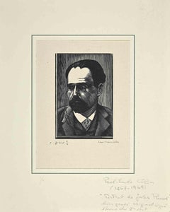Retrato de Jules Renard - Xilografía  de Paul Emile Colin - Principios del siglo XX