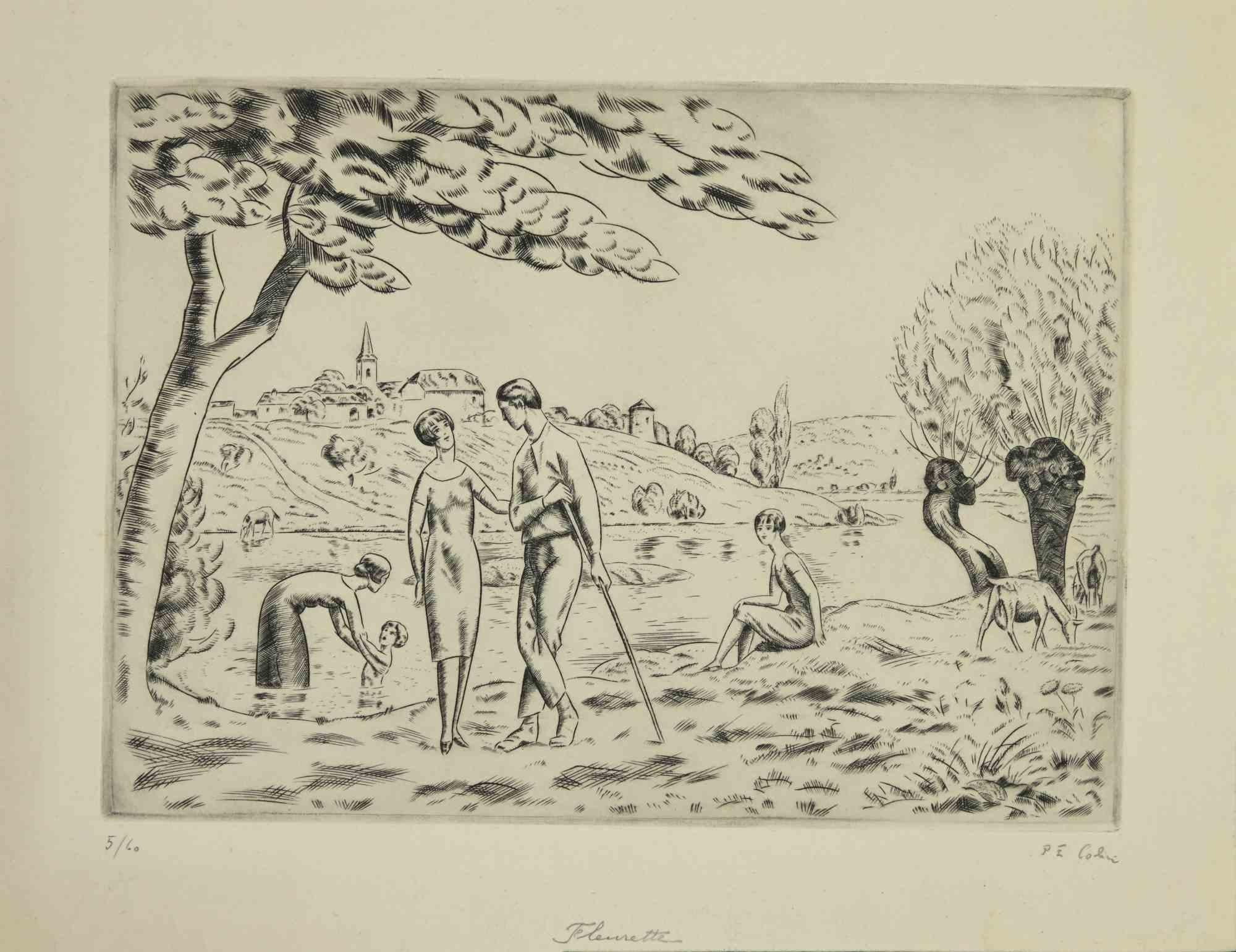 Scena rurale - Acquaforte di Paul Emile Colin - 1930 ca.