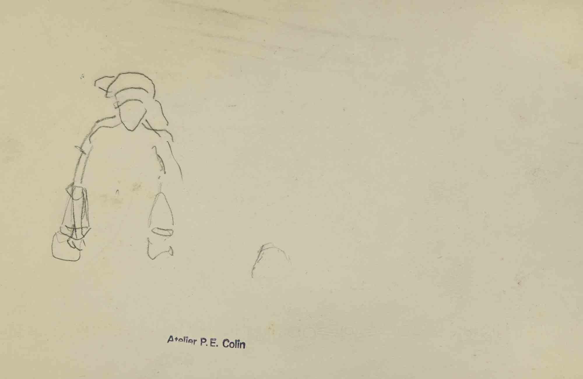The Figure is a drawing realized by Paul Emile Colin in the mid 20th Century.

Carbon Pencil on ivory-colored paper

Stamped on the lower.

Good conditions with slight foxing.

The artwork is realized through deft expressive strokes.