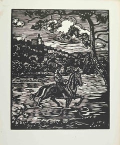Vintage The Ride  - Woodcut  by Paul Emile Colin - 1930 ca.