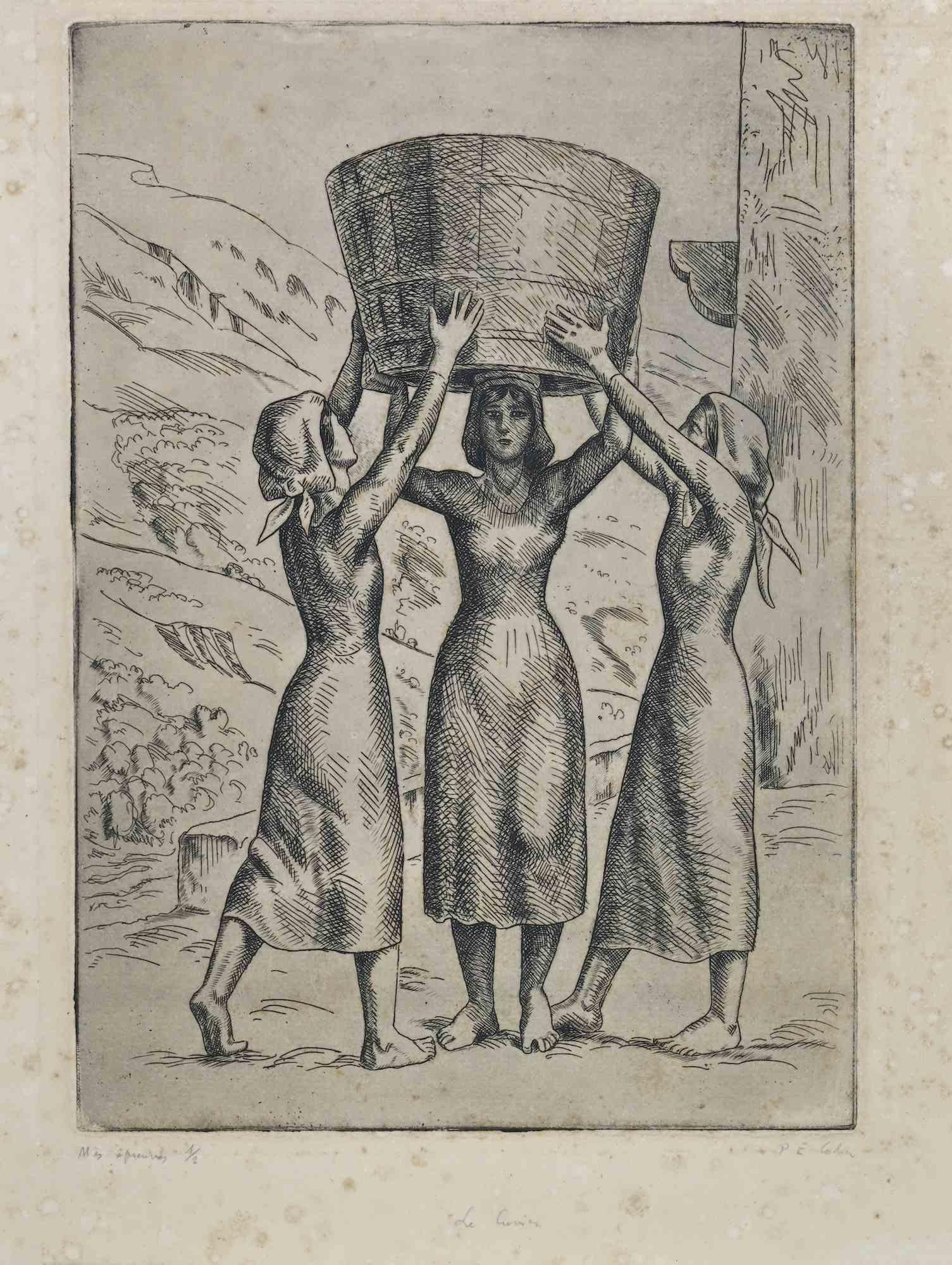 Donne - Acquaforte di Paul Emile Colin - Metà del XX secolo