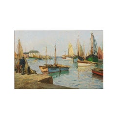 Huile sur toile « High Tide » de Paul Emile Lecomte 1877-1950